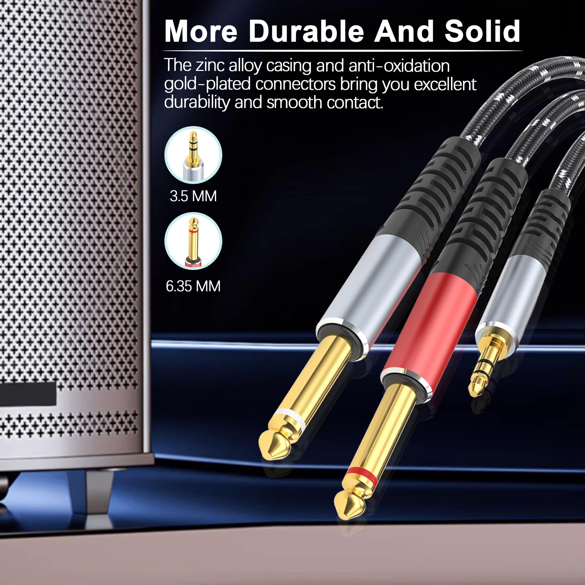 DCNETWORK Lightning to Dual 6.35mm 1/4" TS Mono Stereo Y-Cable Sp by DCNETWORK - Angle View 4