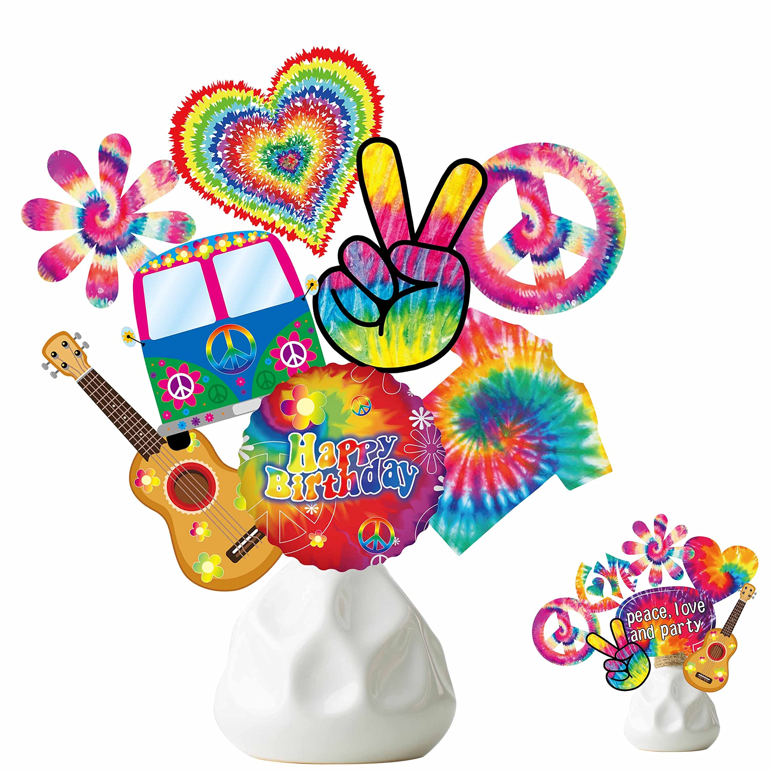 26pcs Tie Dye Party Centerpieces Sticks Tie Dye Table Toppers - Product Imagery