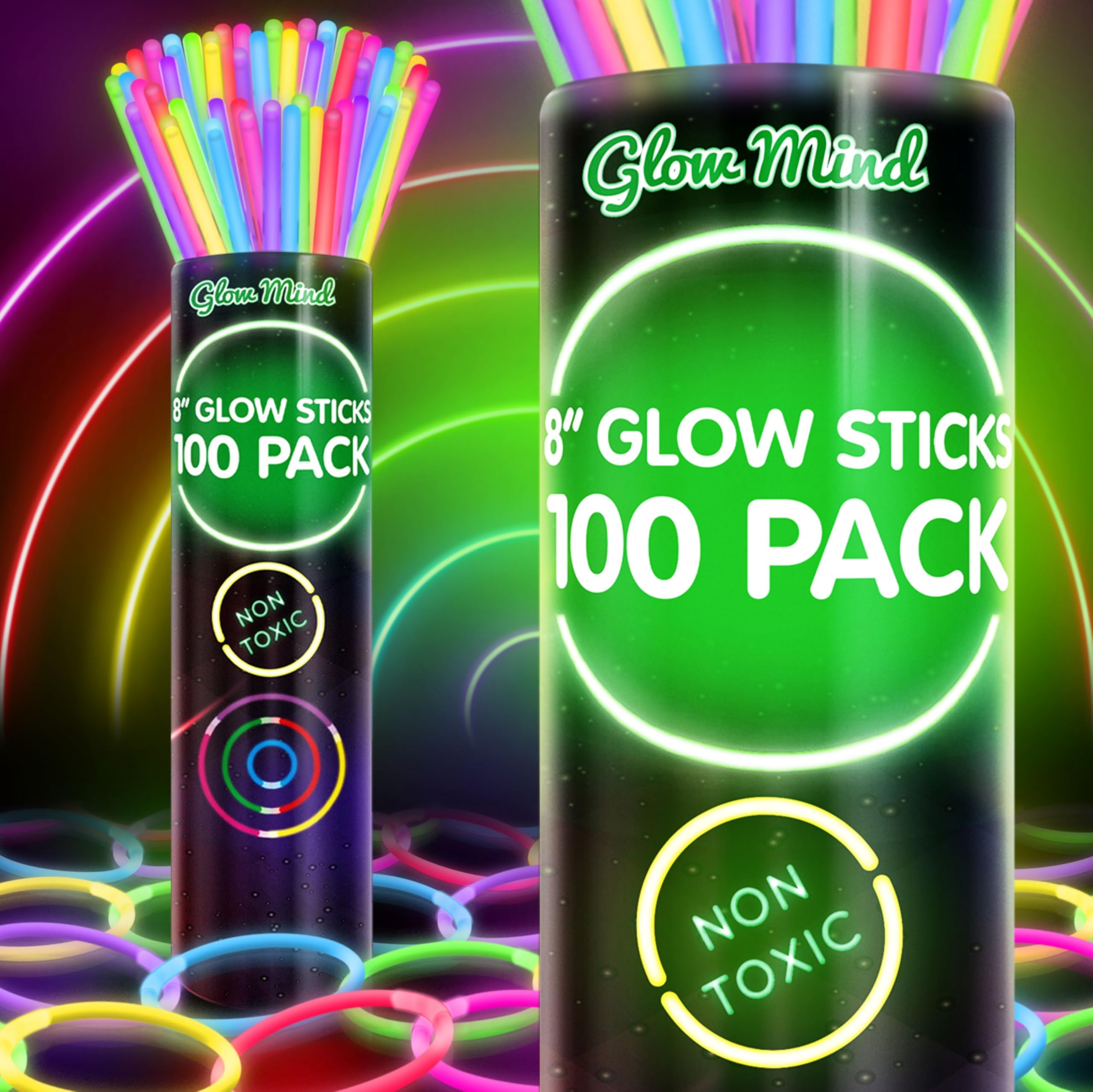 100 Glow Sticks Bulk Party Pack, 8" Halloween Glow Bracelets and - Product Imagery
