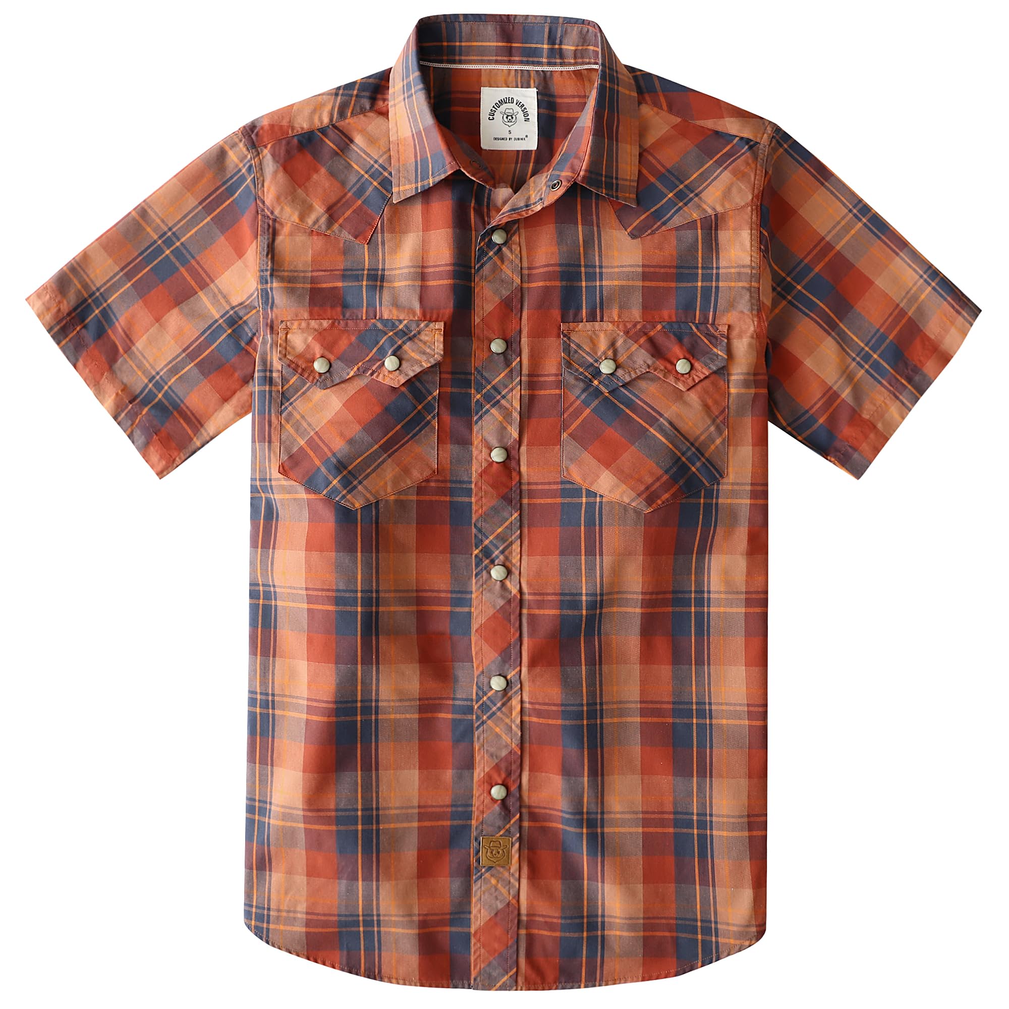 Dubinik® Pearl Snap Western Shirt for Men Short Sleeve 2 Sawtooth Pocket - Dubinik Official Product View 1