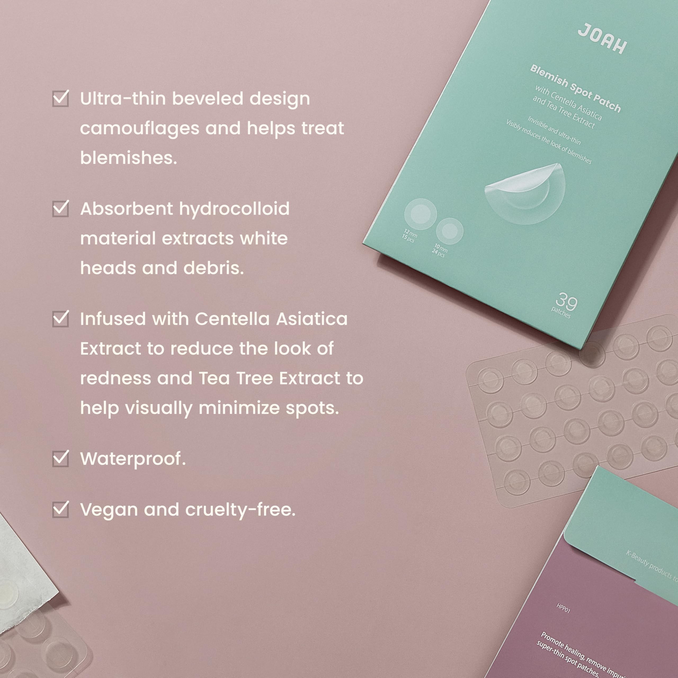 JOAH Heal Me CICA Spot Patch Hydrocolloid Korean Skin Care - JOAH Official Product Imagery - 6