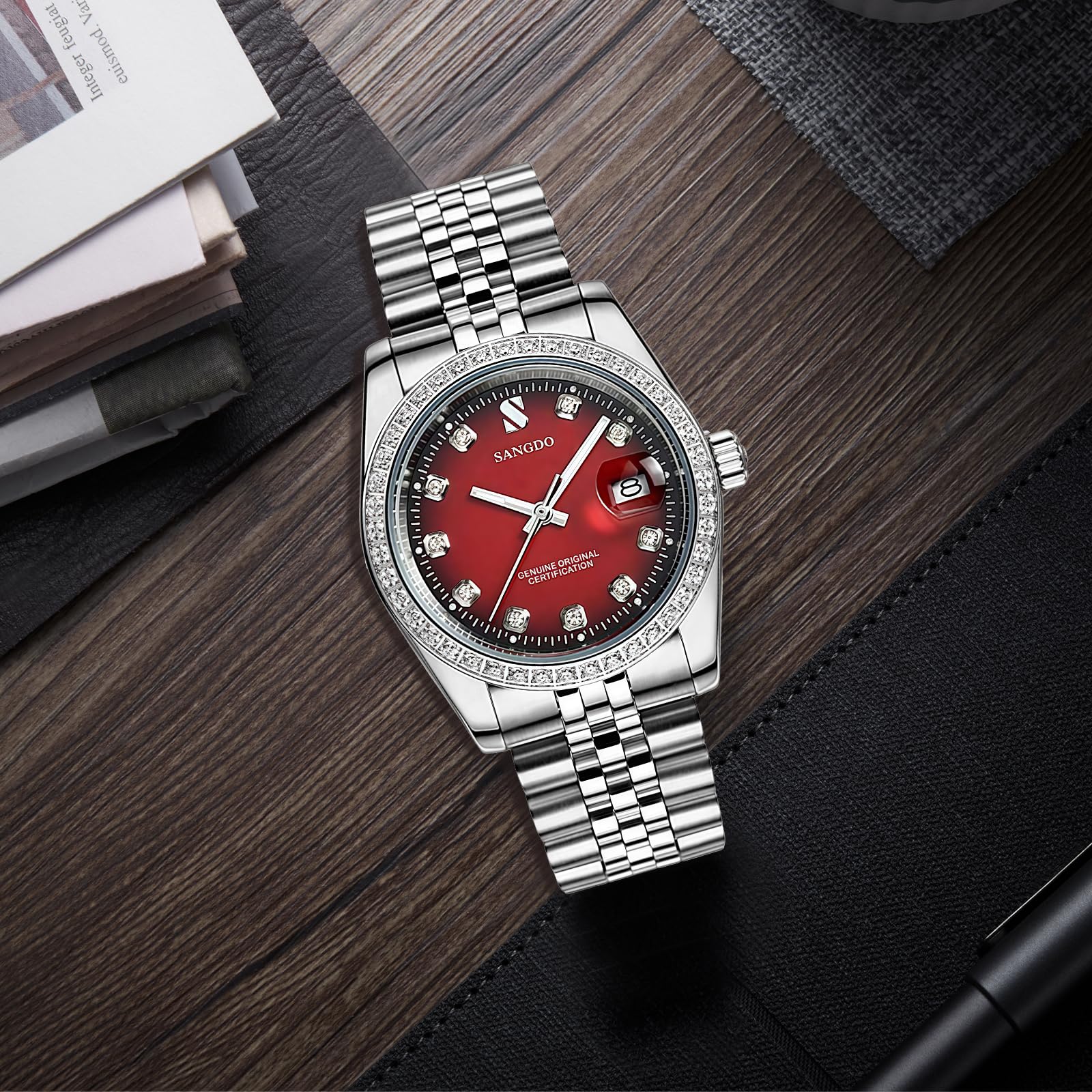Gosasa Men's Automatic Mechanical Watch – Silver Red
