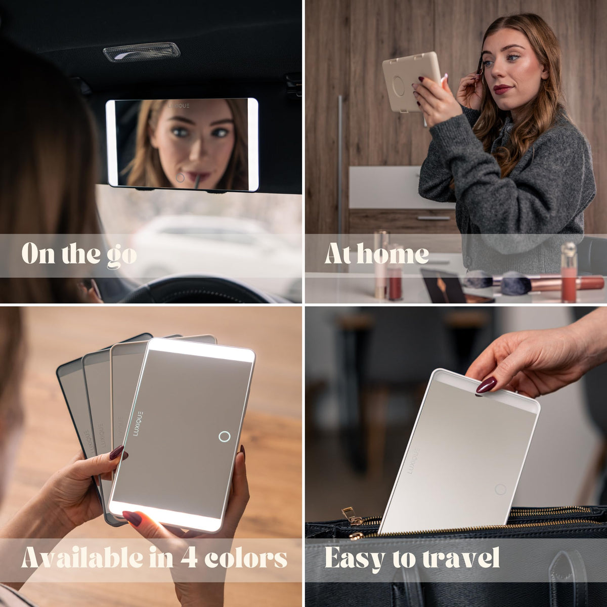 Rechargeable LED Sun Visor Mirror 3 Dimmable Light Modes - LUXIQUE Official Imagery - 5
