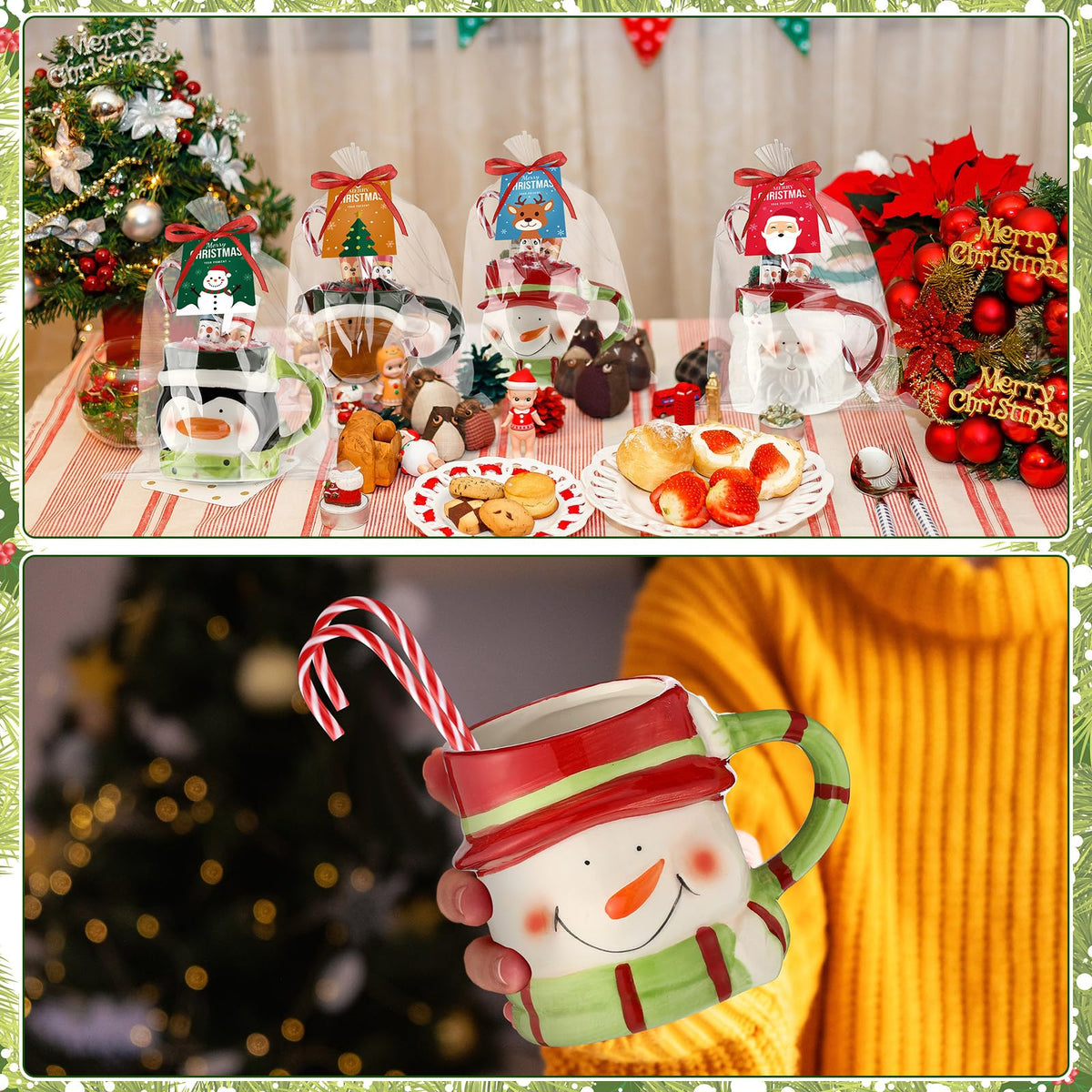 4 Set Christmas Ceramic Mug Lip Balms Gift Baskets for Women - Cutecrop Official Imagery - 5