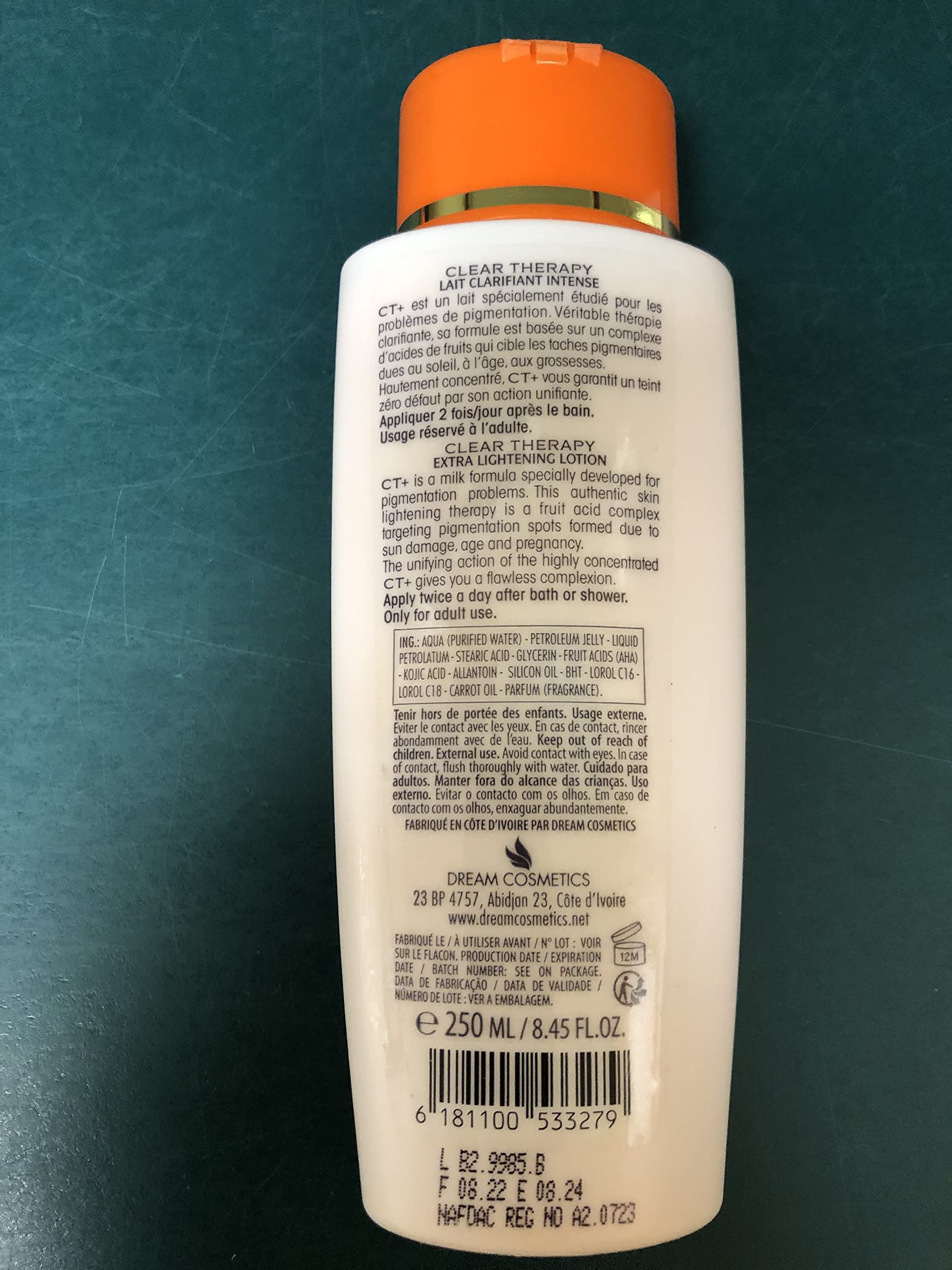 CT+ Clear Therapy Extra Lightening Lotion with Carrot Oil 250ml - CT+ Clear Therapy Official Product View 4