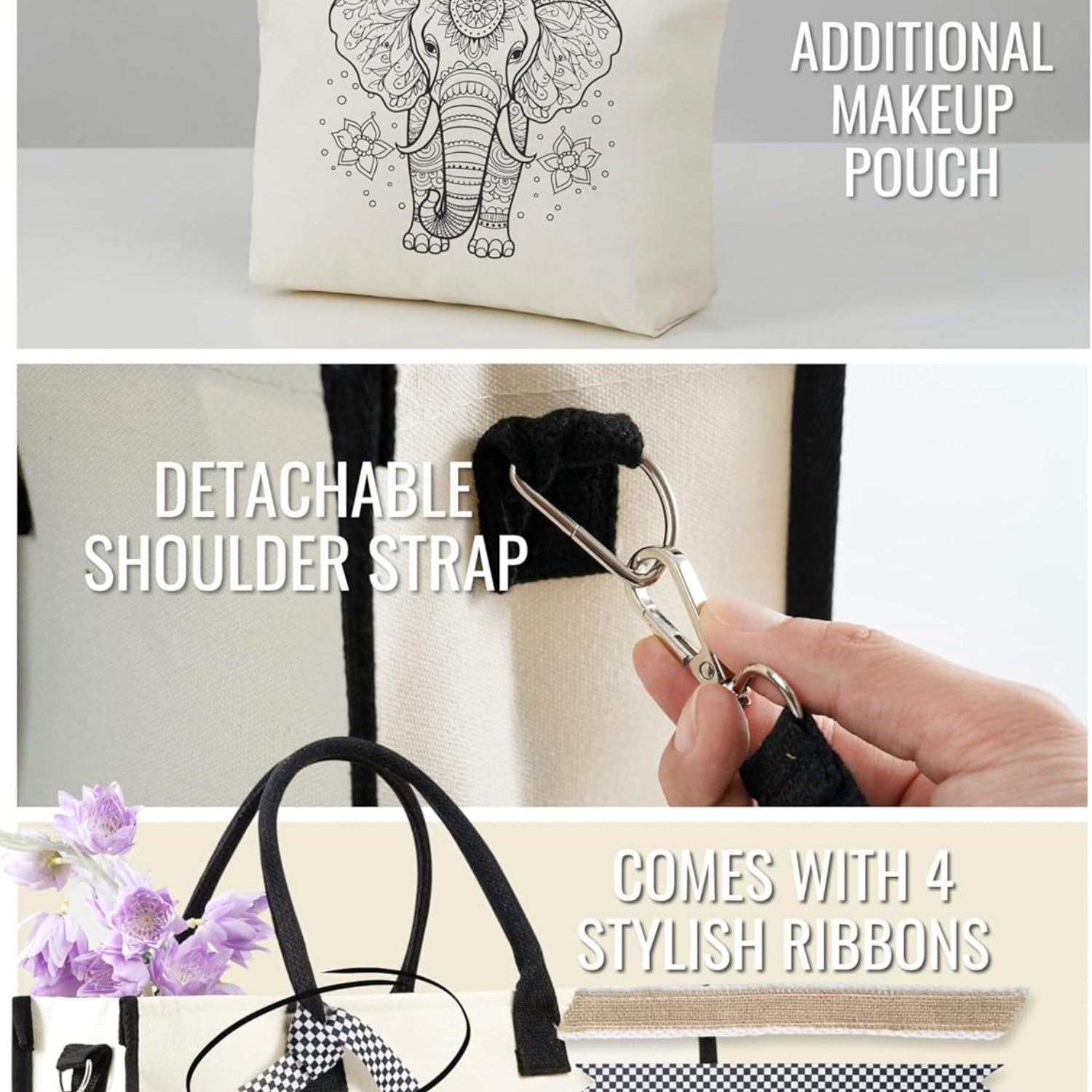 InnoBeta elephant tote bag for women with unique elephant design, durable fabric, and spacious interior for everyday use.