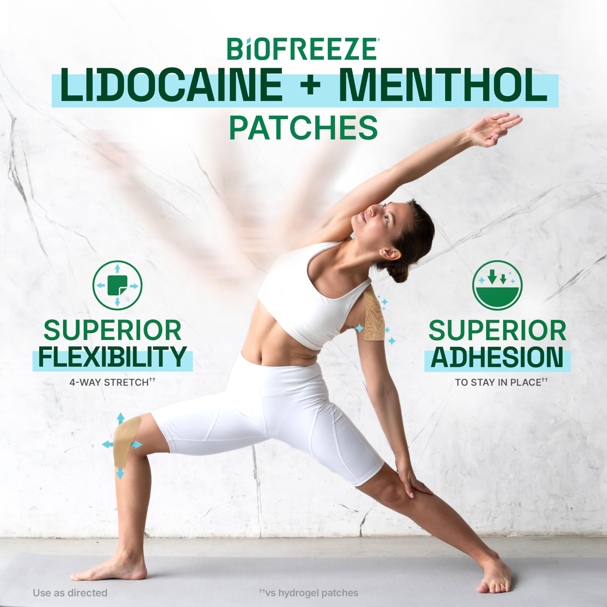 Biofreeze Ultraflex Plus Maximum Strength 4% Lidocaine Patches with Menthol, Flexible Pain Relief Patch for Lower Back, Lidocaine Patch for Neck, Knee, Shoulder, 4 Large Pain Patches