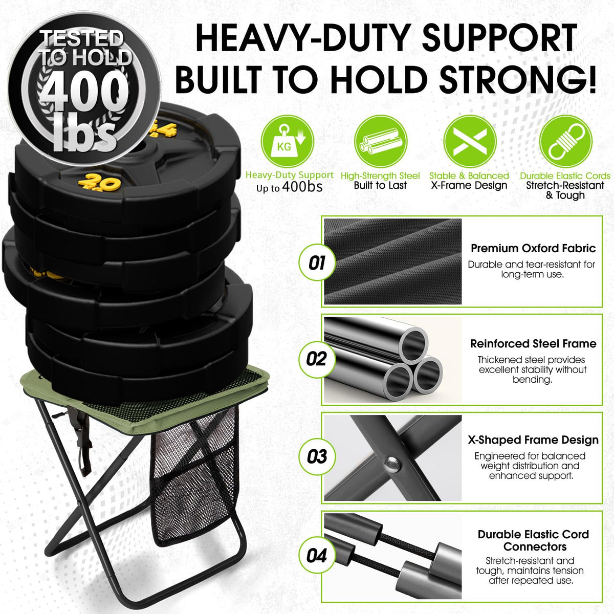 CAMDOOR Portable Collapsible Stool 16 Inch Folding Stool - CAMDOOR Official Imagery - 4
