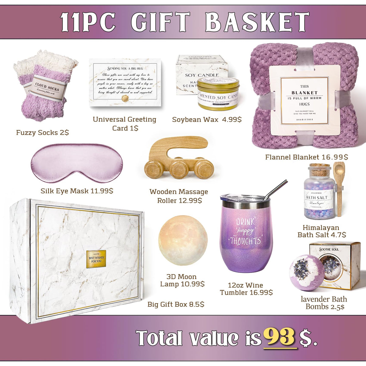 Gift Baskets for Women 11PC Birthday Gifts Think of You - AHAGIFTREE Official Imagery - 4