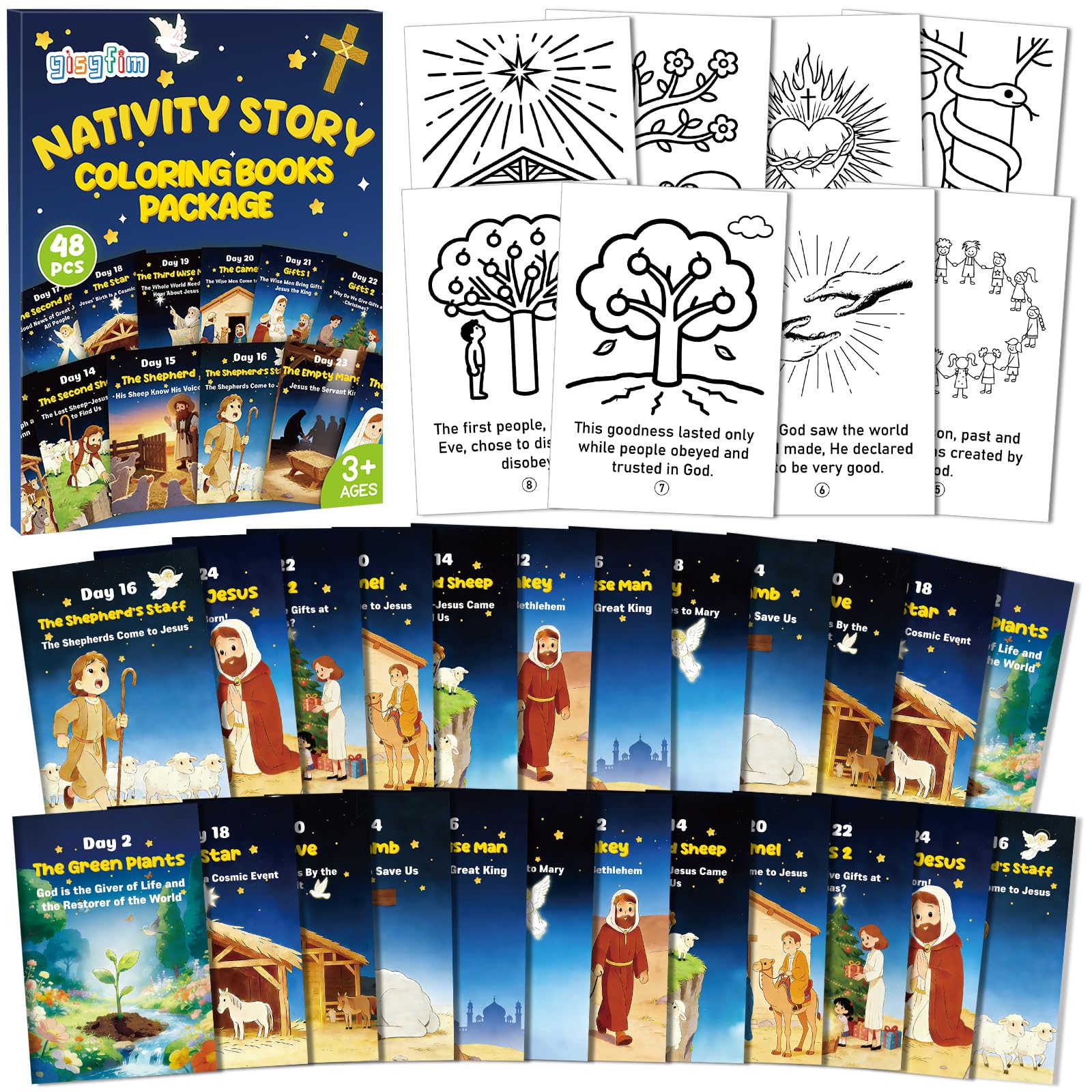 48 PCS Mini Christian Nativity Story Coloring Books Bulk - Product Imagery