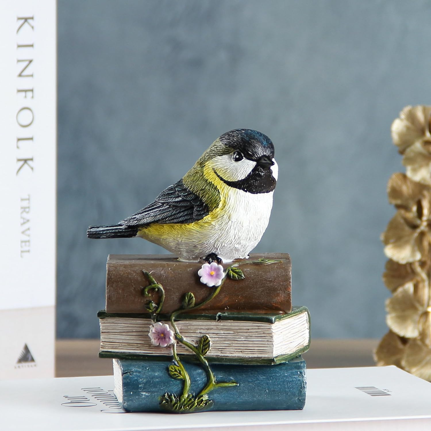 Smadeer bird garden statue, decorative sculpture for outdoor garden decor, detailed bird design in natural stone finish.