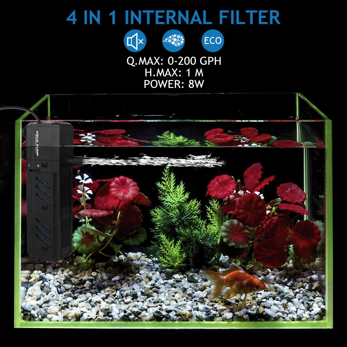 Submersible Aquarium Internal Filter Adjustable Fish Tank - NO.17 Official Imagery - 3