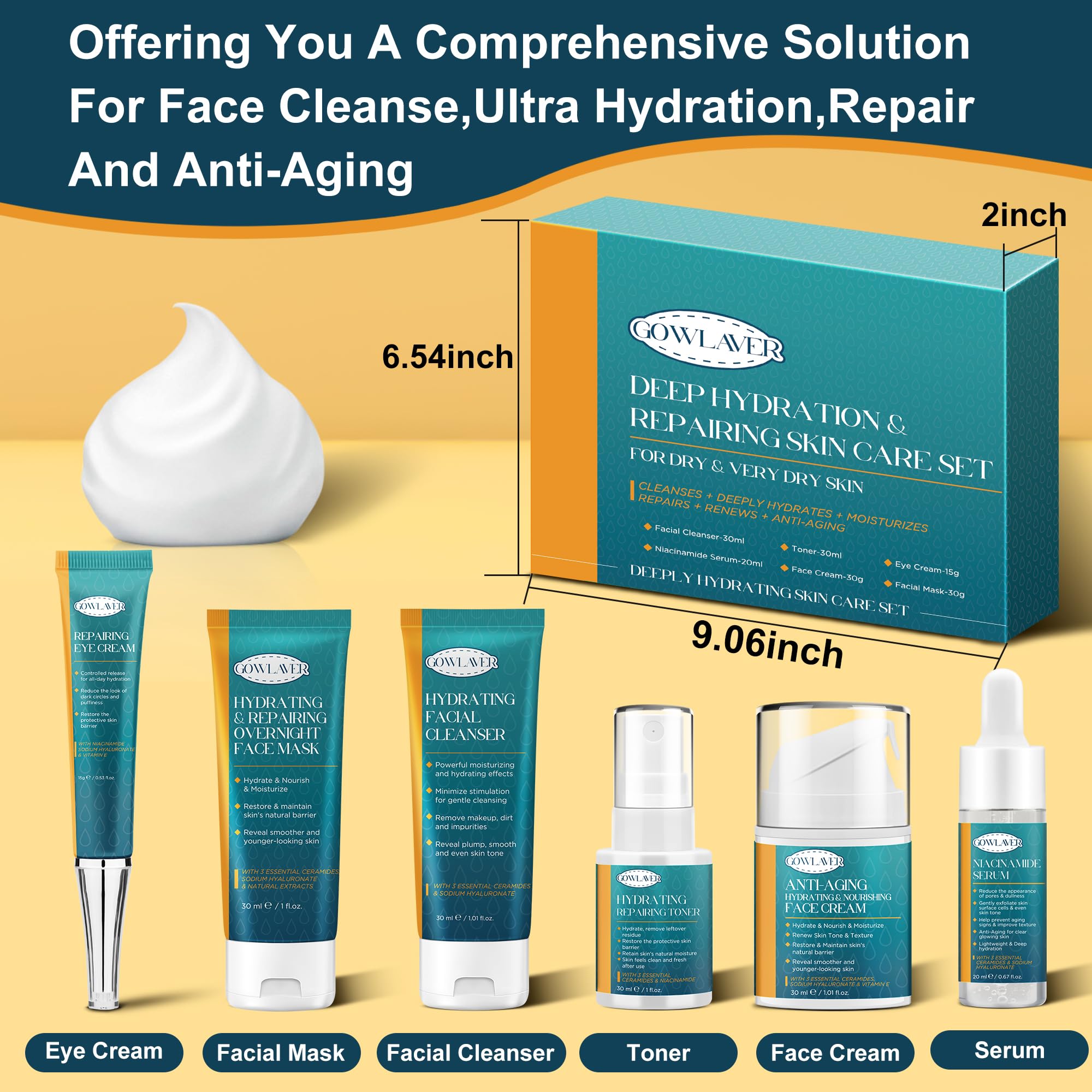 Skin Care Set for Teens Womens,Anti-Aging Deeply Hydrates - GOWLAVER