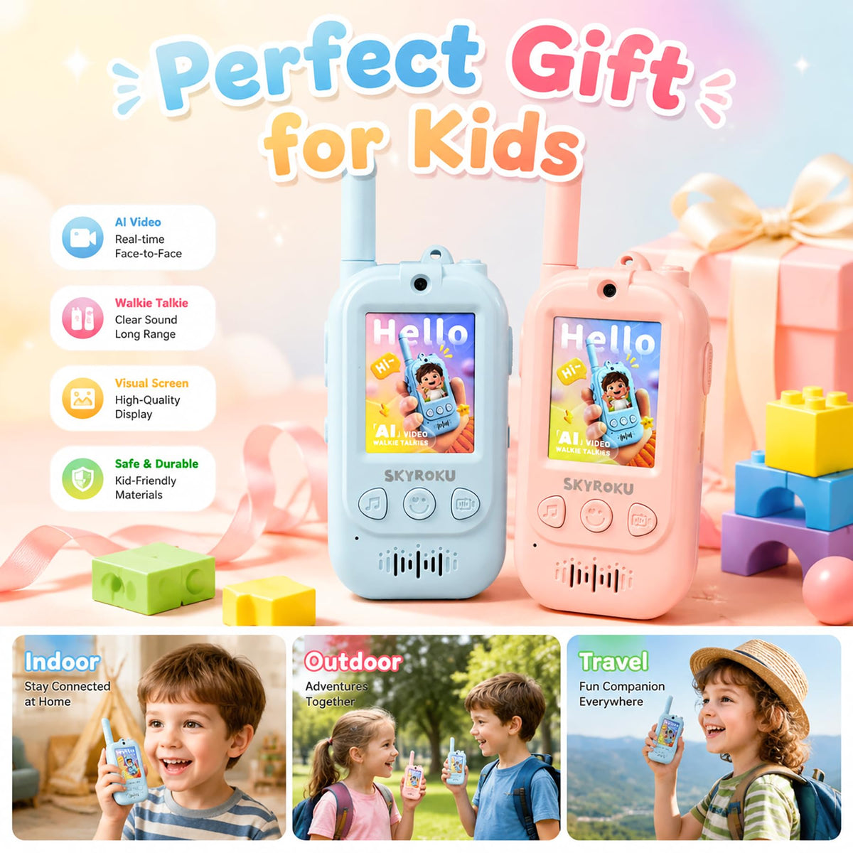 2 Walkie Talkies for Kids Video Call Toys Gifts for Boys - SKYROKU Official Imagery - 7