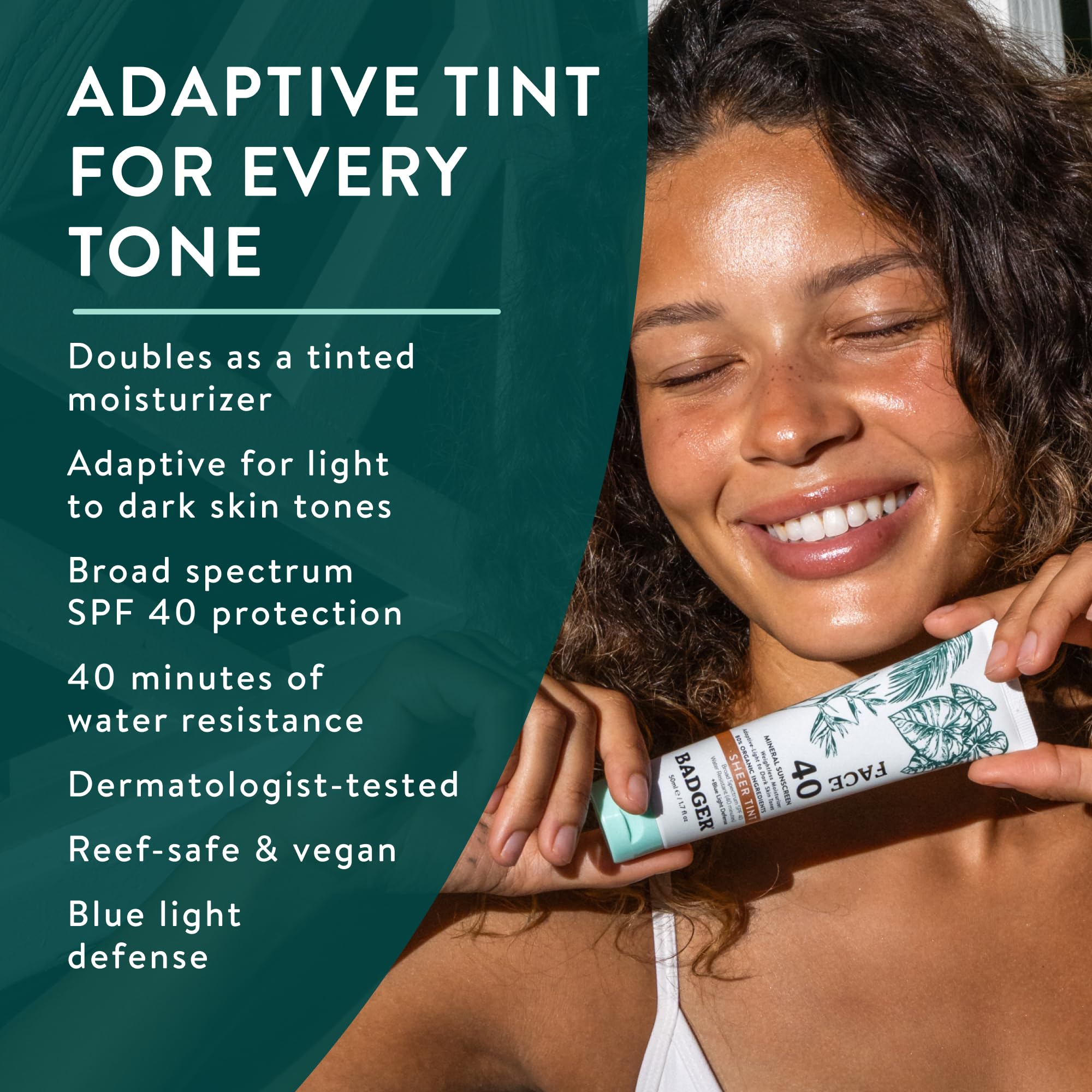 Badger Tinted Mineral Sunscreen for Face SPF 40 No White - Badger Official Imagery - 3