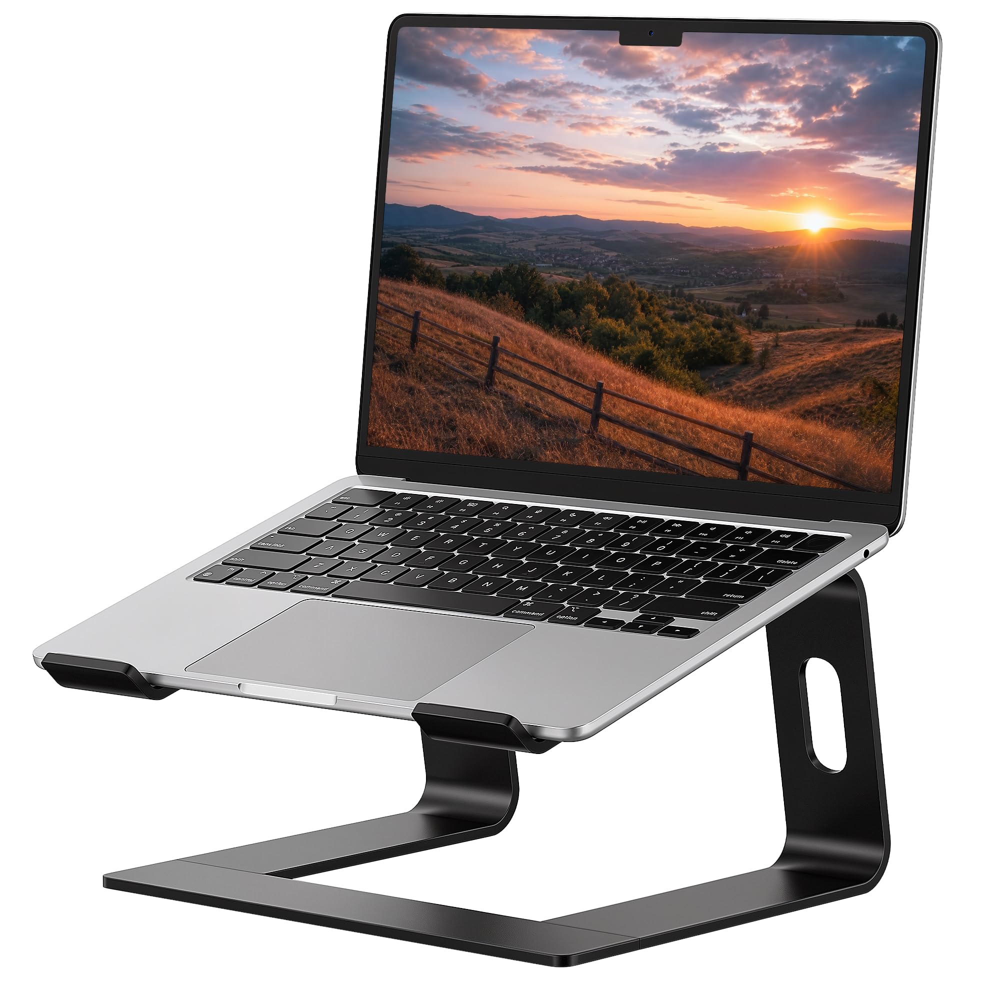 SOUNDANCE Laptop Stand, Aluminum Computer Riser, Ergonomic Laptops Elevator for Desk, Metal Holder Compatible with 10 to 15.6 Inches Notebook Computer, Black