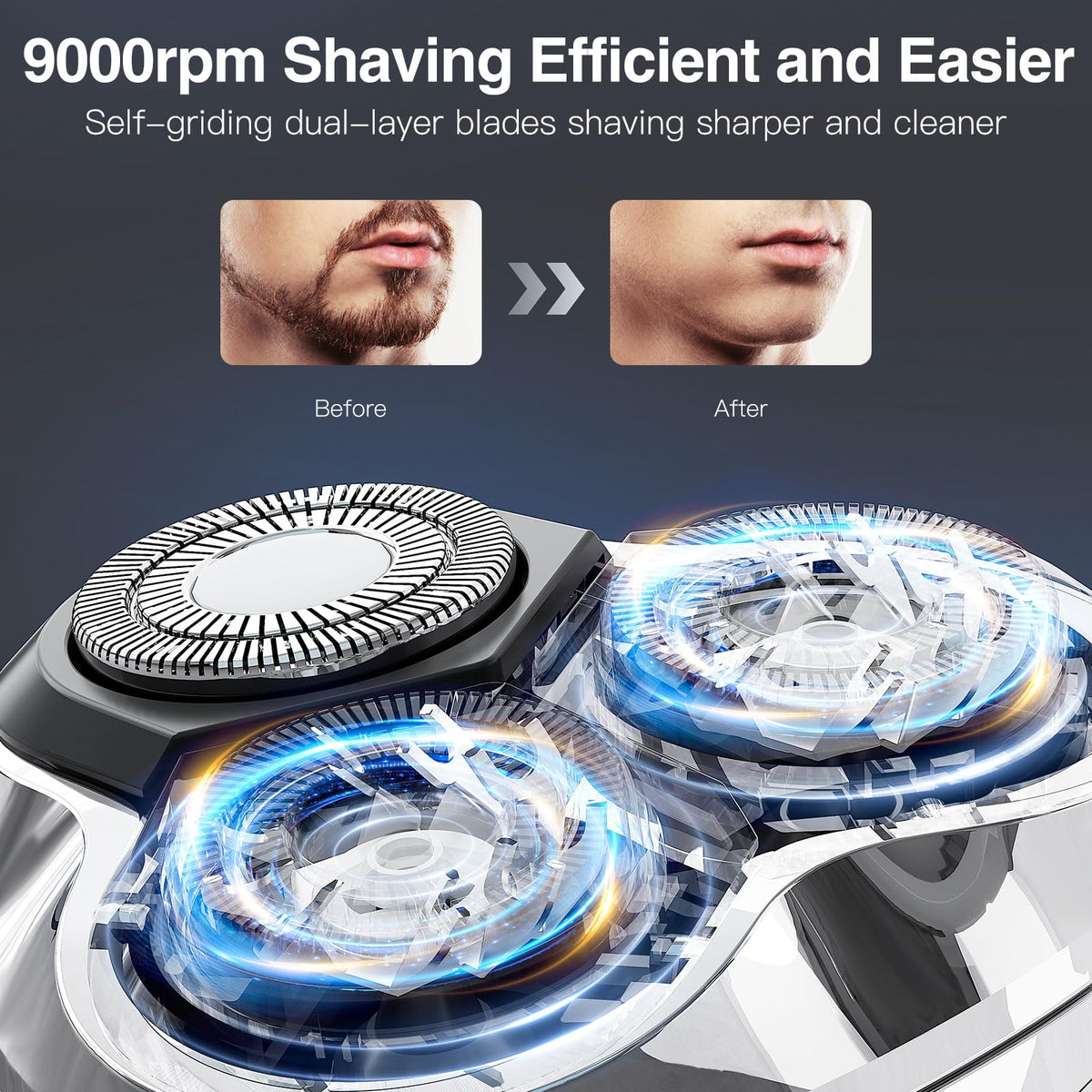 YIRISO Electric Razor for Men 9000 RPM Smooth Rotary Shaver - YIRISO Official Imagery - 3