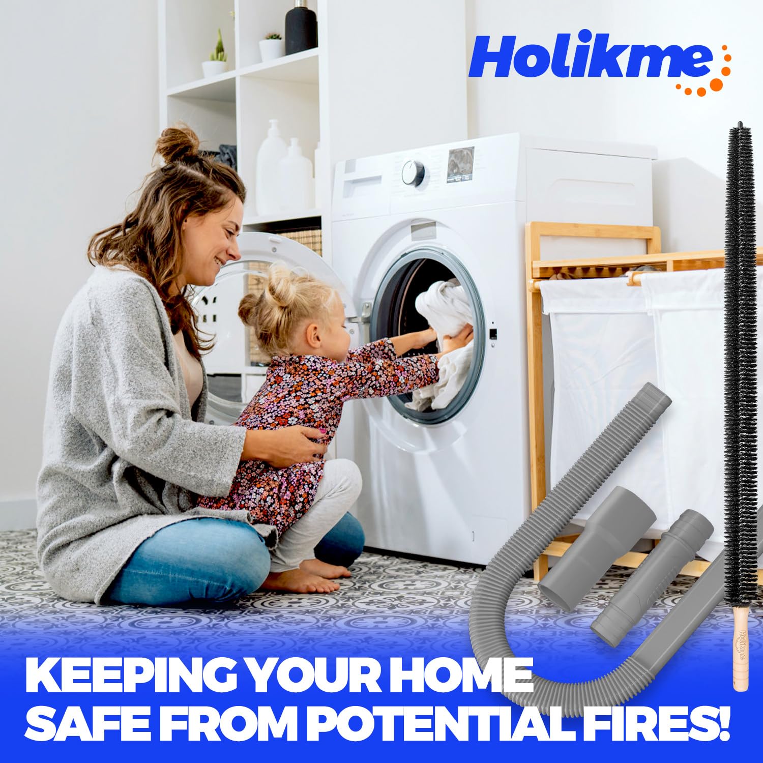 Holikme Dryer Vent Cleaner Kit 2Pack - Lint Vacuum Attachment & B by Holikme - Angle View 8