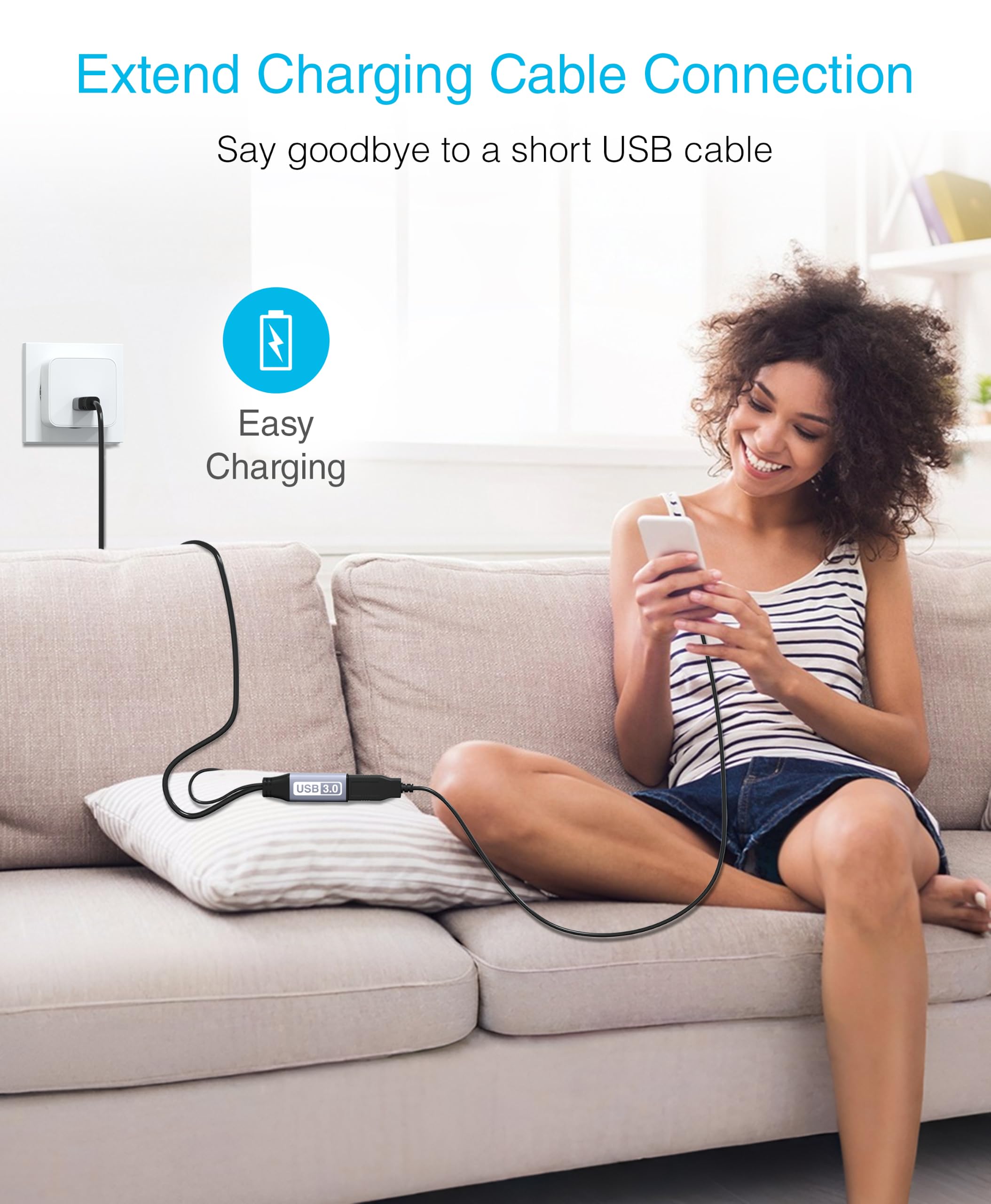 BlueRigger Active USB 3.0 Extension Cable 32FT - Long USB Extension Cable for - BlueRigger Official Product View 3