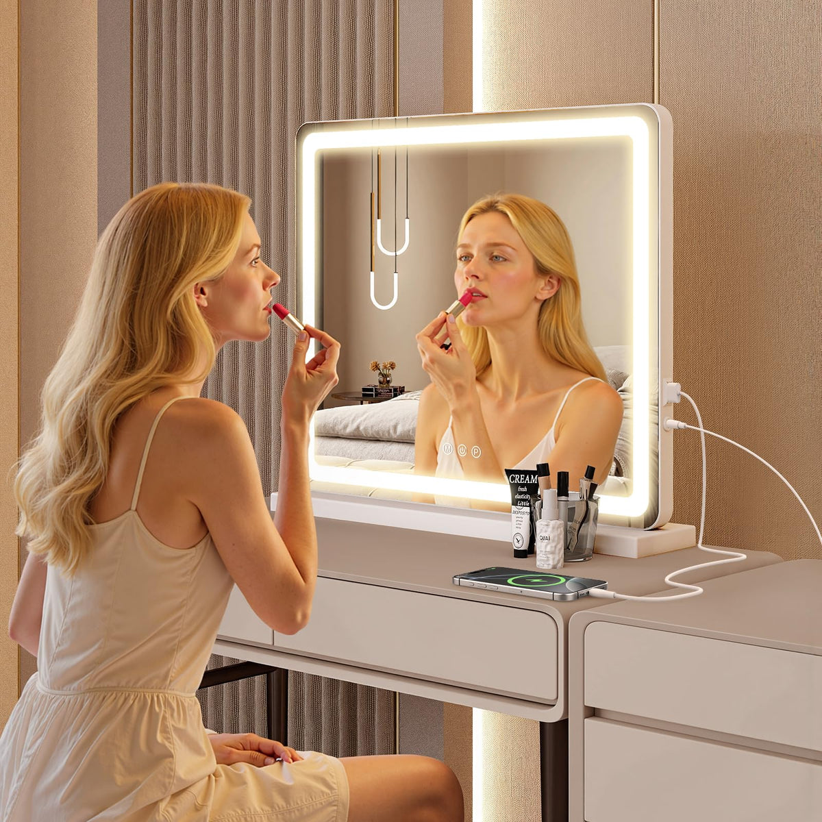 Sweetcrispy 19 x22 LED Vanity Mirror with Lights Lighted - Sweetcrispy Official Imagery - 7