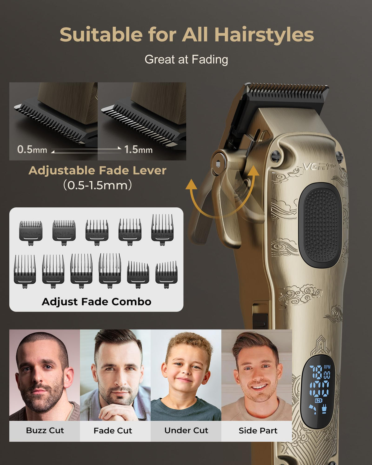 VGRPRO Hair Clippers for Men Professional Cordless Clipper - VGRPRO Official Imagery - 4