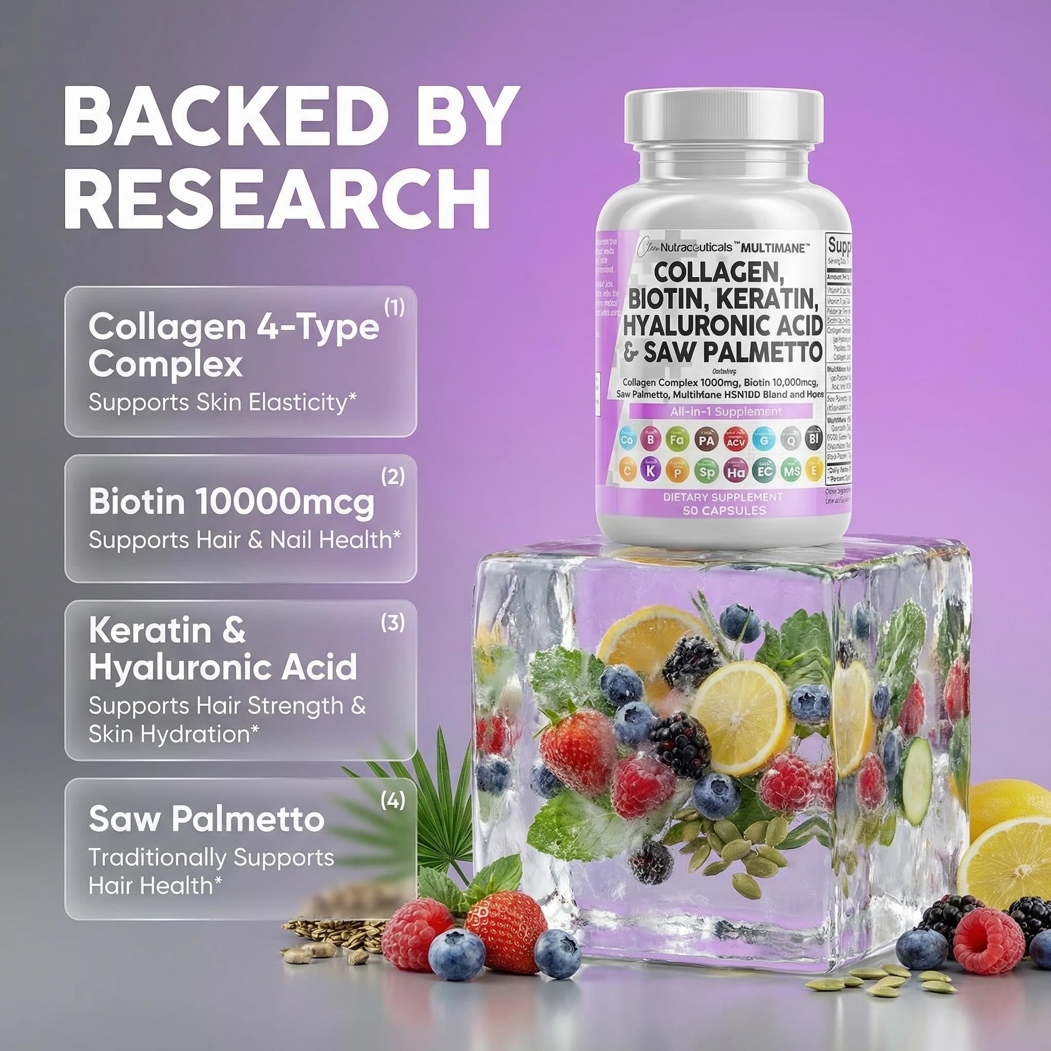Clean Nutraceuticals Collagen Pills 1000mg Biotin 10000mcg - Clean Nutraceuticals Official Imagery - 4