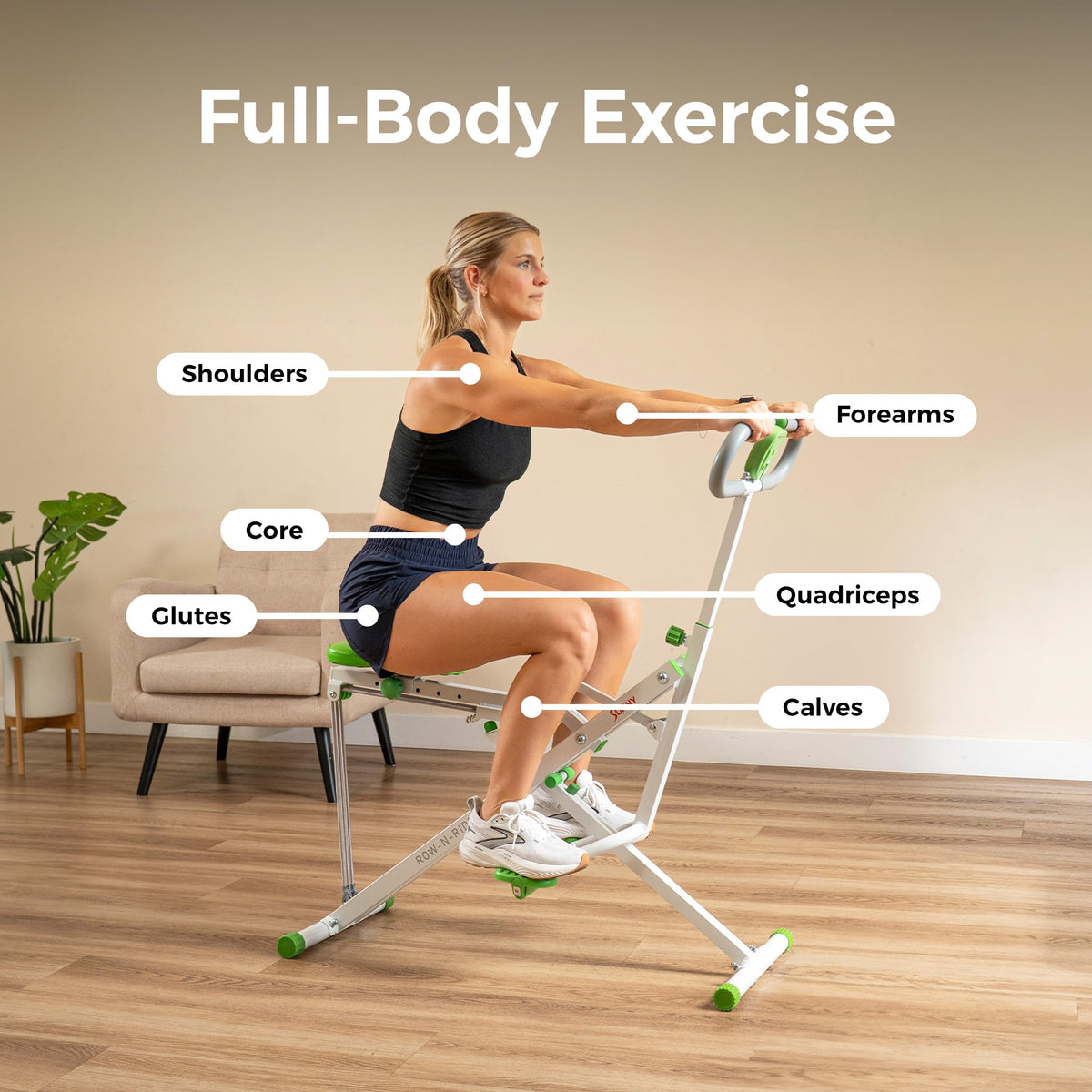 Sunny Health Fitness Smart Row N Ride Glute Leg Trainer - Sunny Health & Fitness Official Imagery - 3