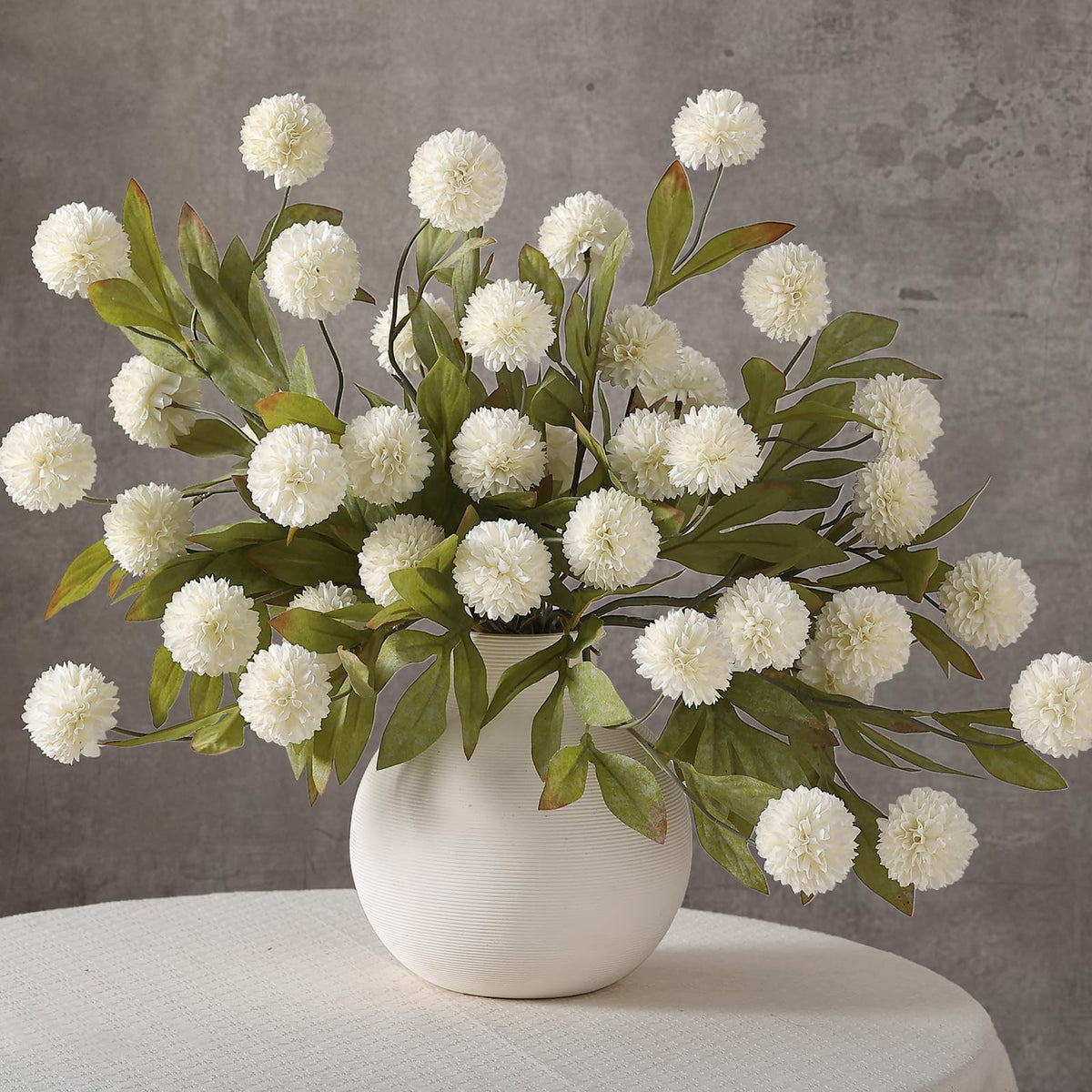 6Pcs 27 Artificial Pompon Mum Stems Silk Flowers for Vase - Juxdp Official Imagery - 1