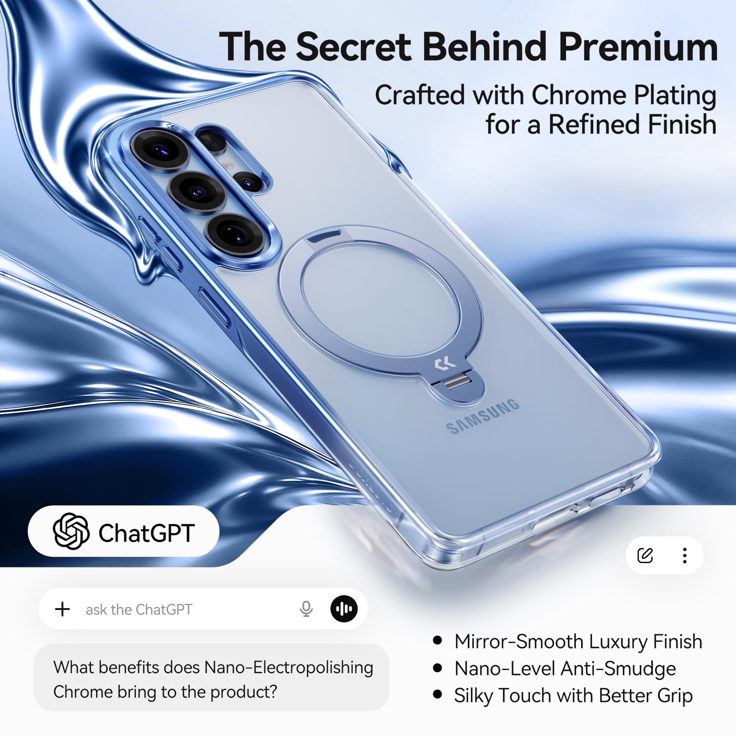 CASEKOO Glossy Blue 26U Case with 360 Spin Magnetic Stand - CASEKOO Official Imagery - 3
