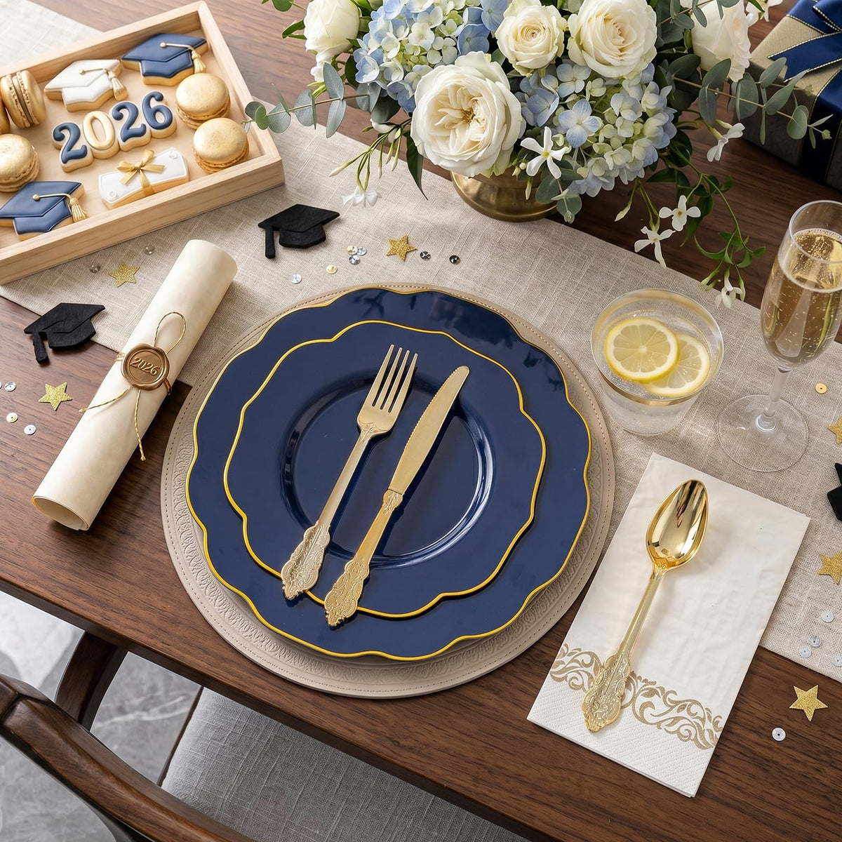 NOCCUR 175PCS Blue Plastic Plates with Disposable Silverware - NOCCUR Official Imagery - 8