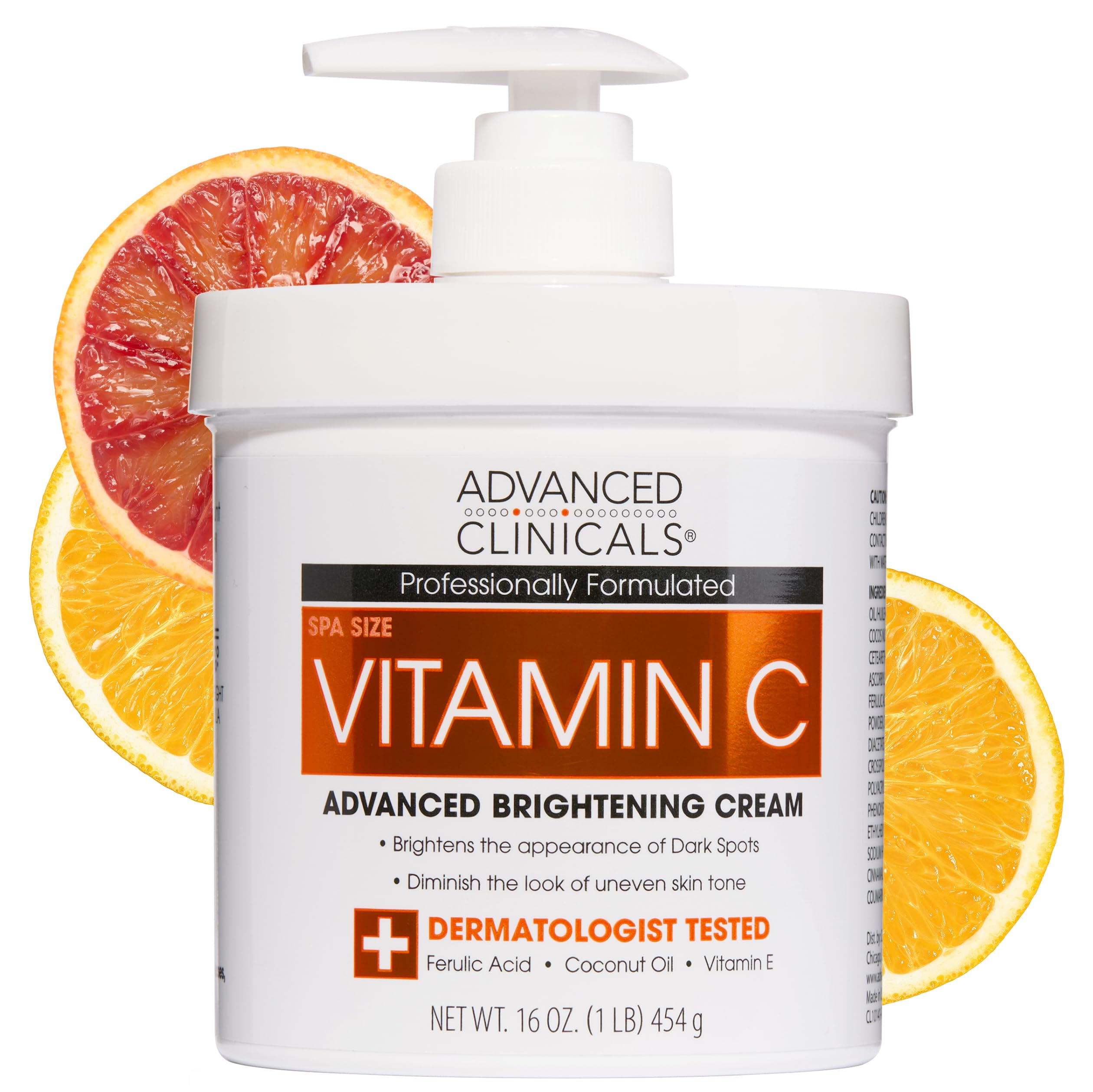 Advanced Clinicals Vitamin C Cream Visibly Brightening Body Lotion | Vitamin C Moisturizer Skin Care Body Cream For Women & Men Helps Visibly Improve Look Of Dark Spots & Uneven Skin Tone, 16 Ounce - Advanced Clinicals Official Product View 2