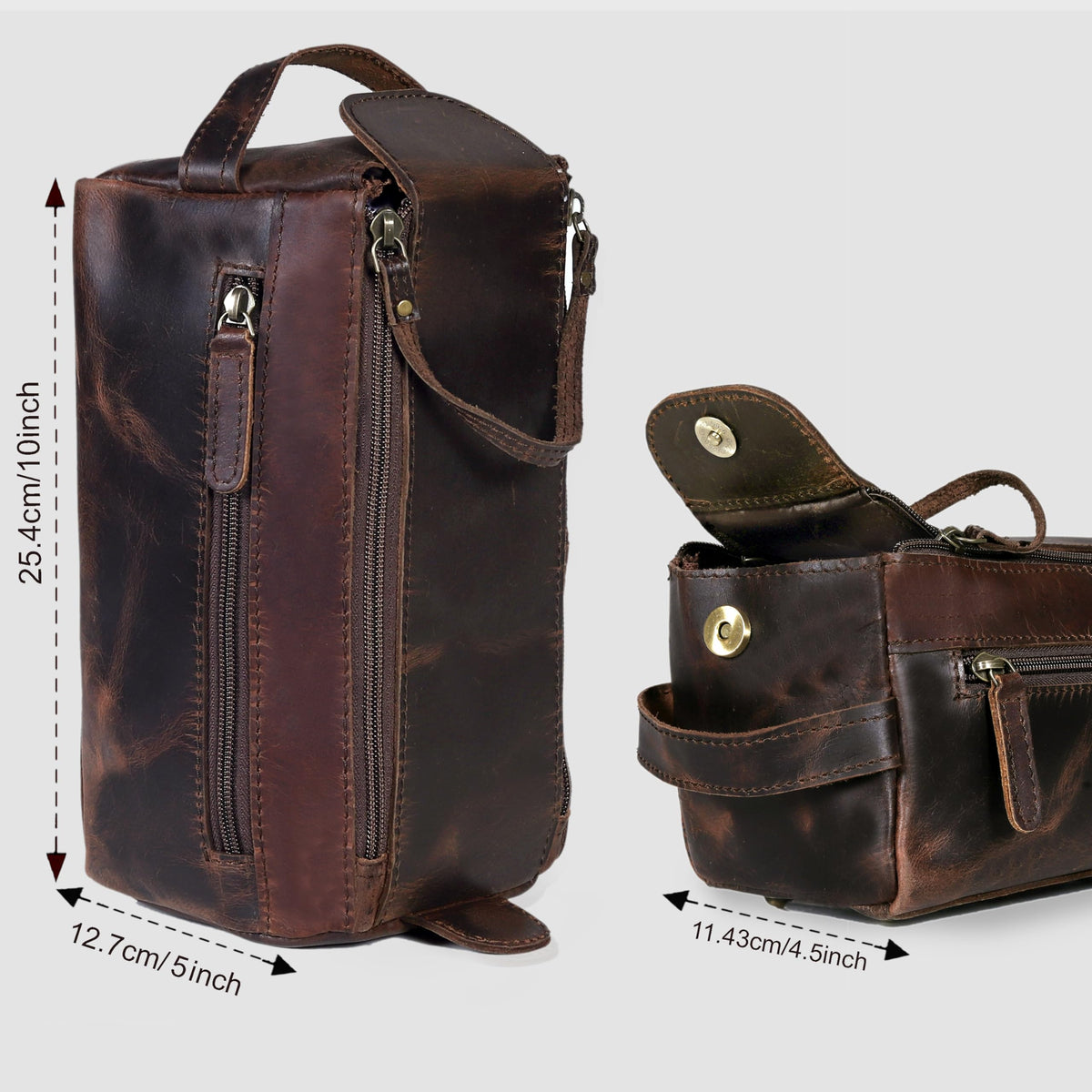 cuero Genuine Buffalo Leather Unisex Toiletry Bag Travel - cuero Official Imagery - 6