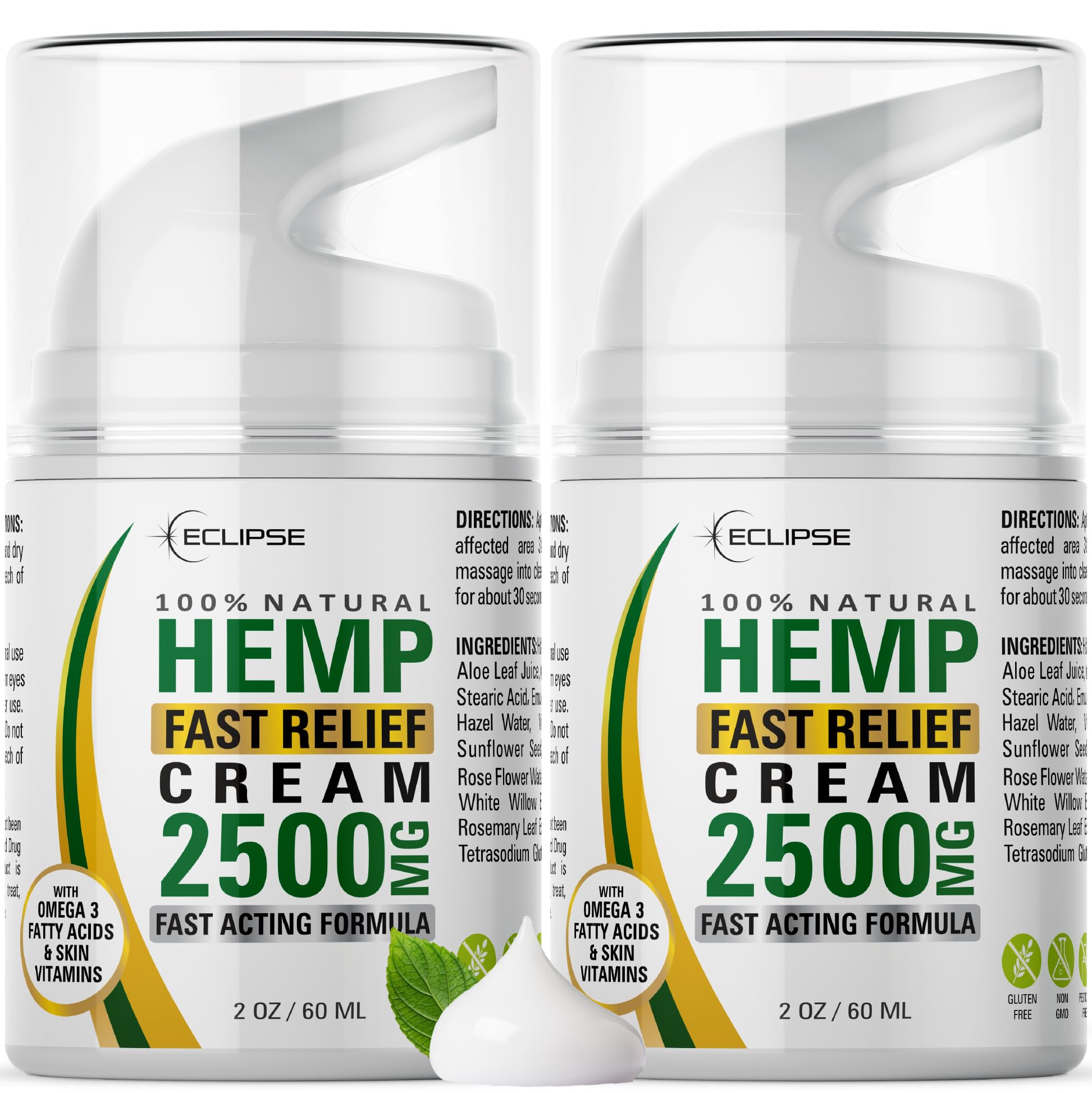 Eclipse Hemp Cream Natural Extract 4oz – 2 Pack USA