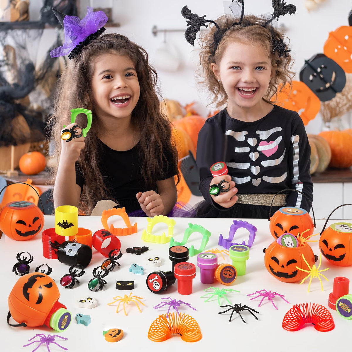 168pcs Halloween Party Favors for Kids Prefilled Pumpkins - OCHIDO Official Imagery - 3