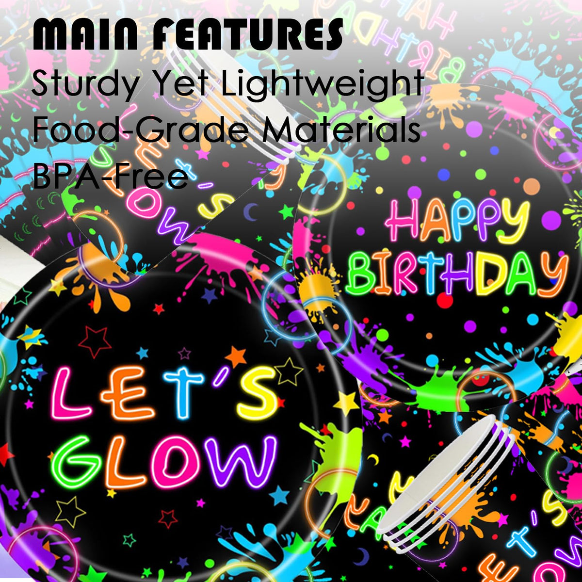 194 Pcs Neon Glow in the Dark Party Supplies Decorations - GalaHub Official Imagery - 6