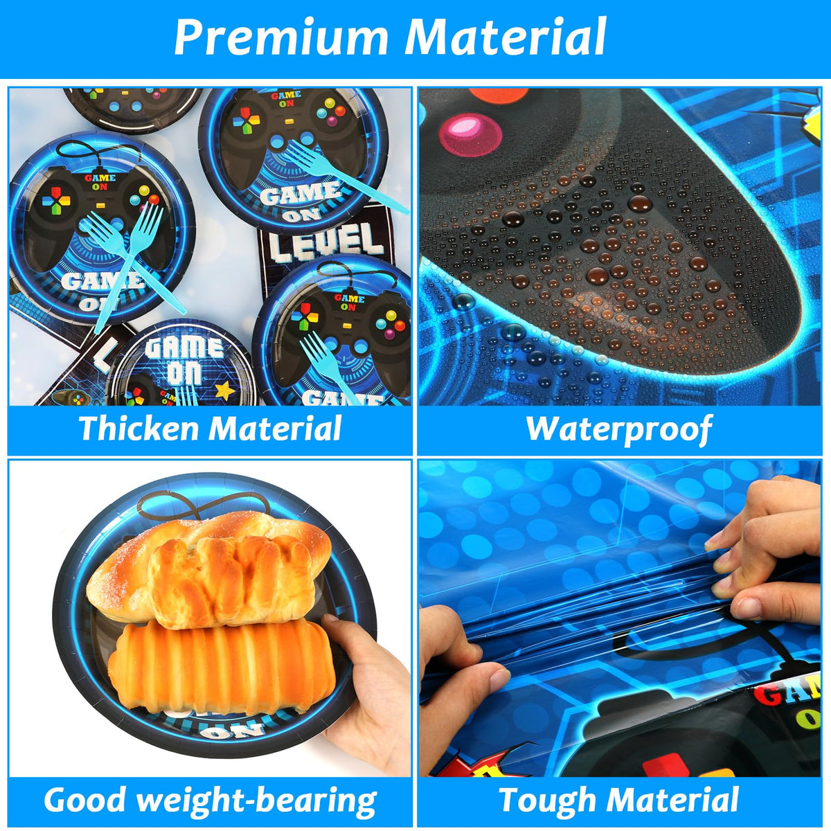 Video Game Party Supplies Tableware Set for 24 Guests Gaming - gisgfim Official Imagery - 5