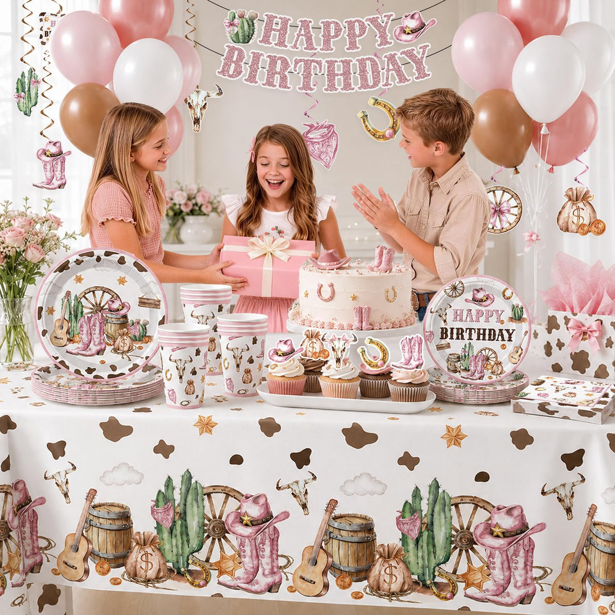 201pcs Western Cowgirl Birthday Party Decorations Tableware - Xynic Official Imagery - 8