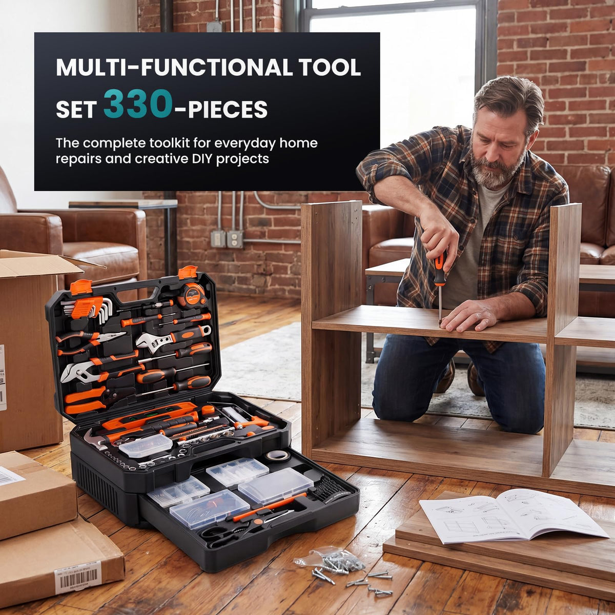 OLIXIS 330 Piece Home Repair Tool Kit with Pull Out Drawer - OLIXIS Official Imagery - 8
