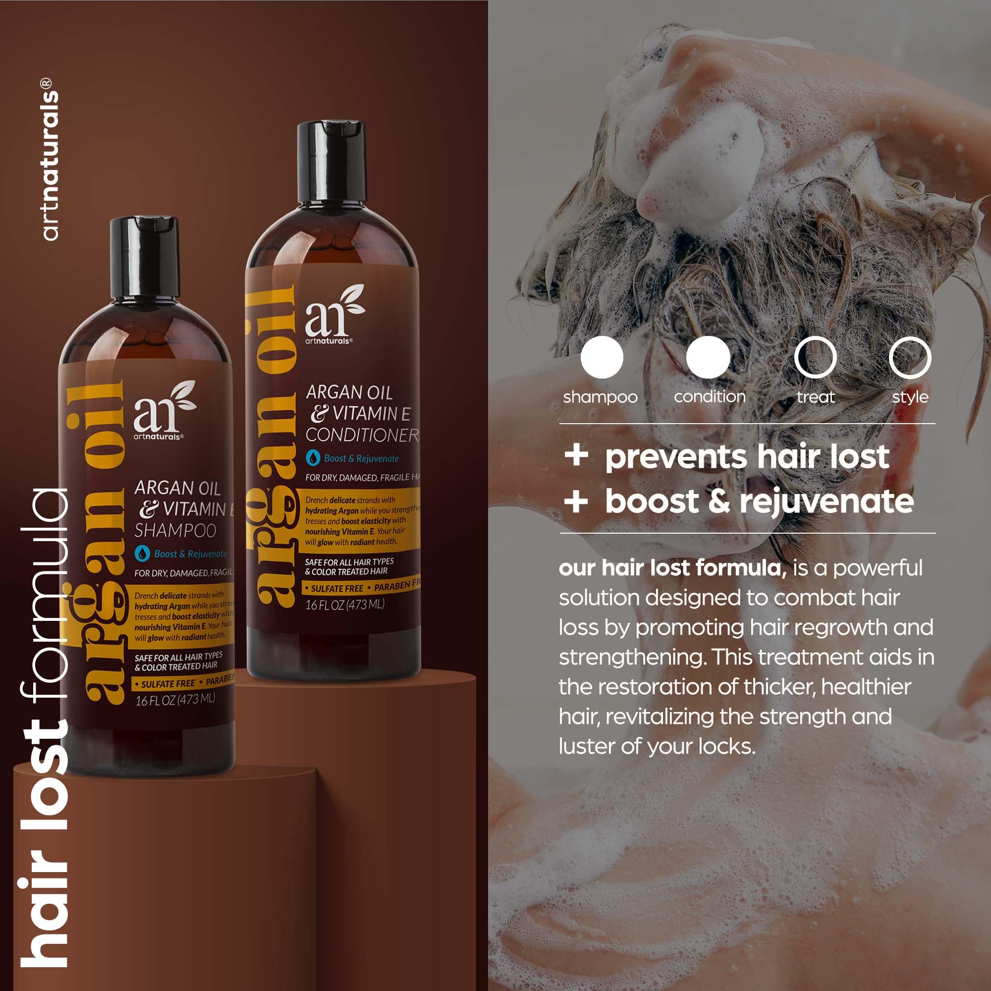 artnaturals Moroccan Argan Oil Hair Loss Shampoo Conditioner - Artnaturals Official Imagery - 3