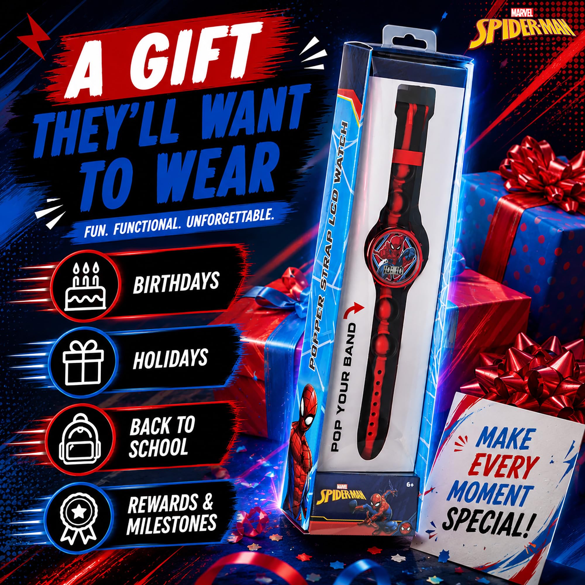 Accutime Marvel Spiderman Kids Digital LCD Wrist-Watch with Red, Green - View 5