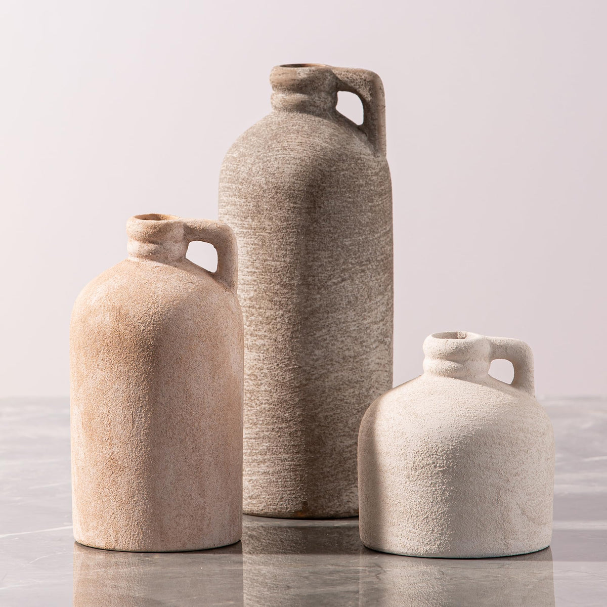Ceramic Vase Set of 3 Home Decor Living Room Table - Vanselia Official Imagery - 1