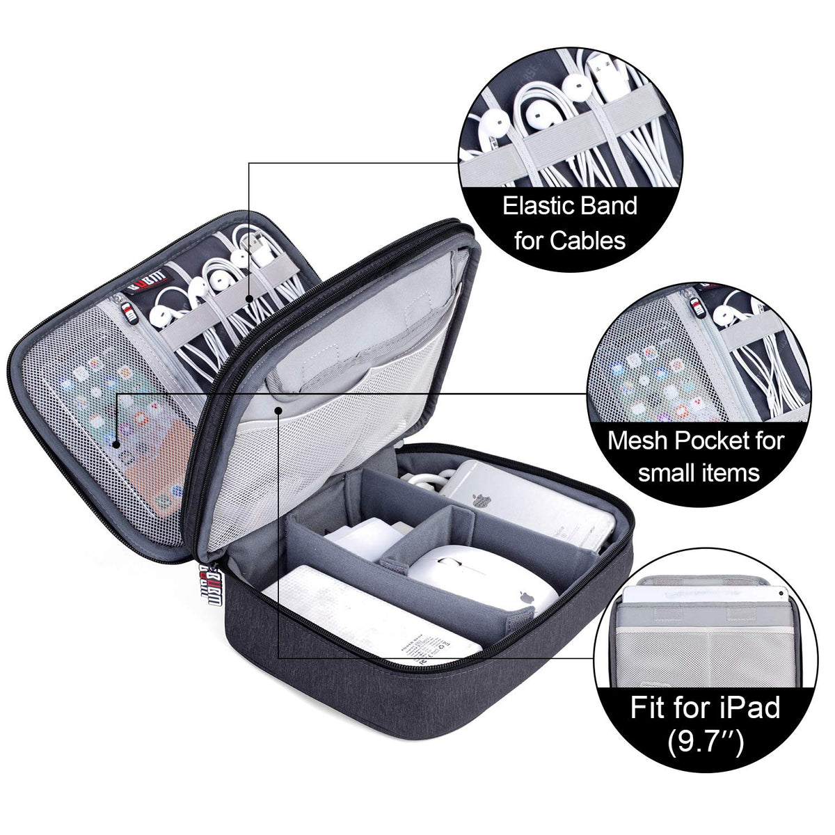 BUBM Electronic Organizer Double Layer Travel Gear Bag for - BUBM Official Imagery - 6
