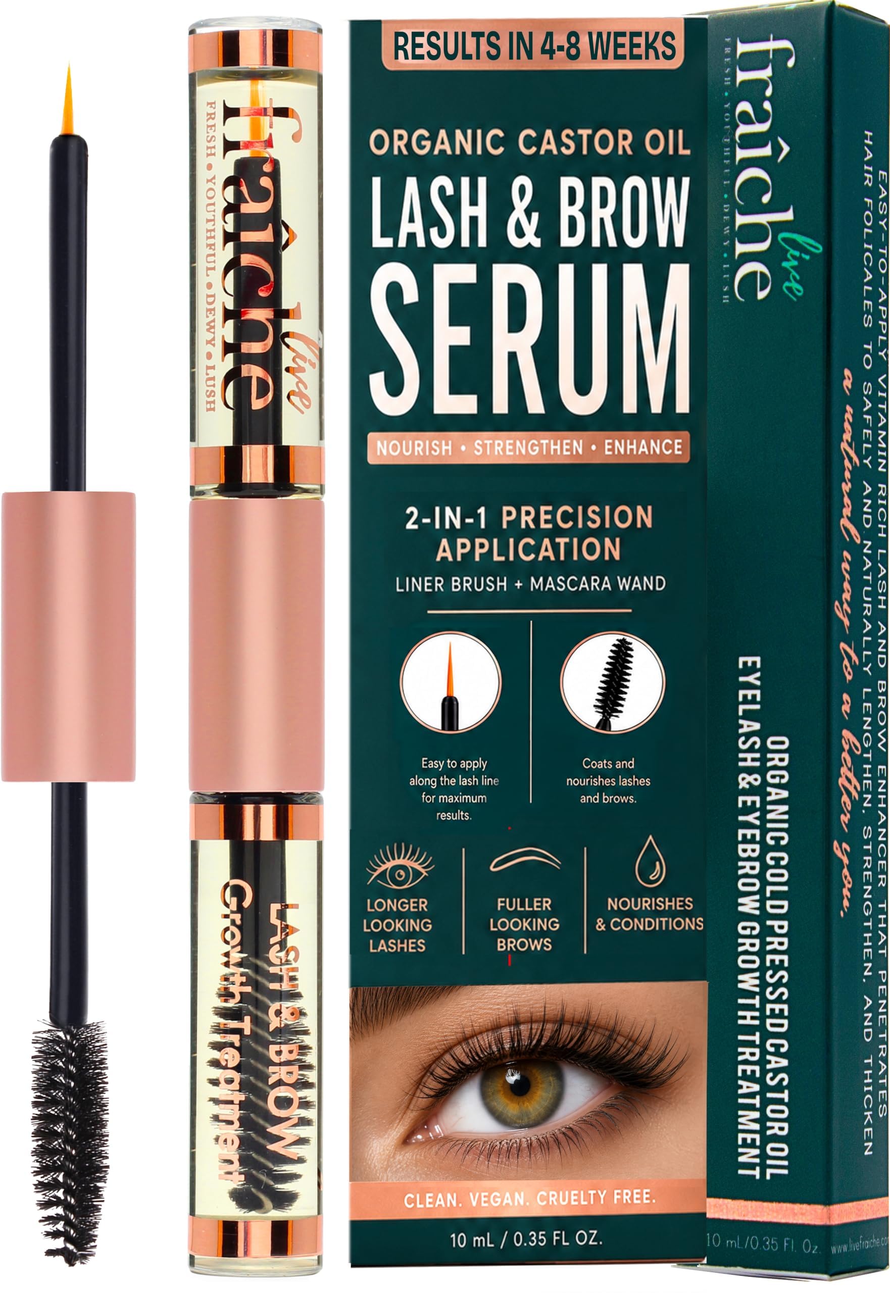 Live Fraiche Organic Castor Oil Lash Serum for Eyelash Growth Serum an - View 2