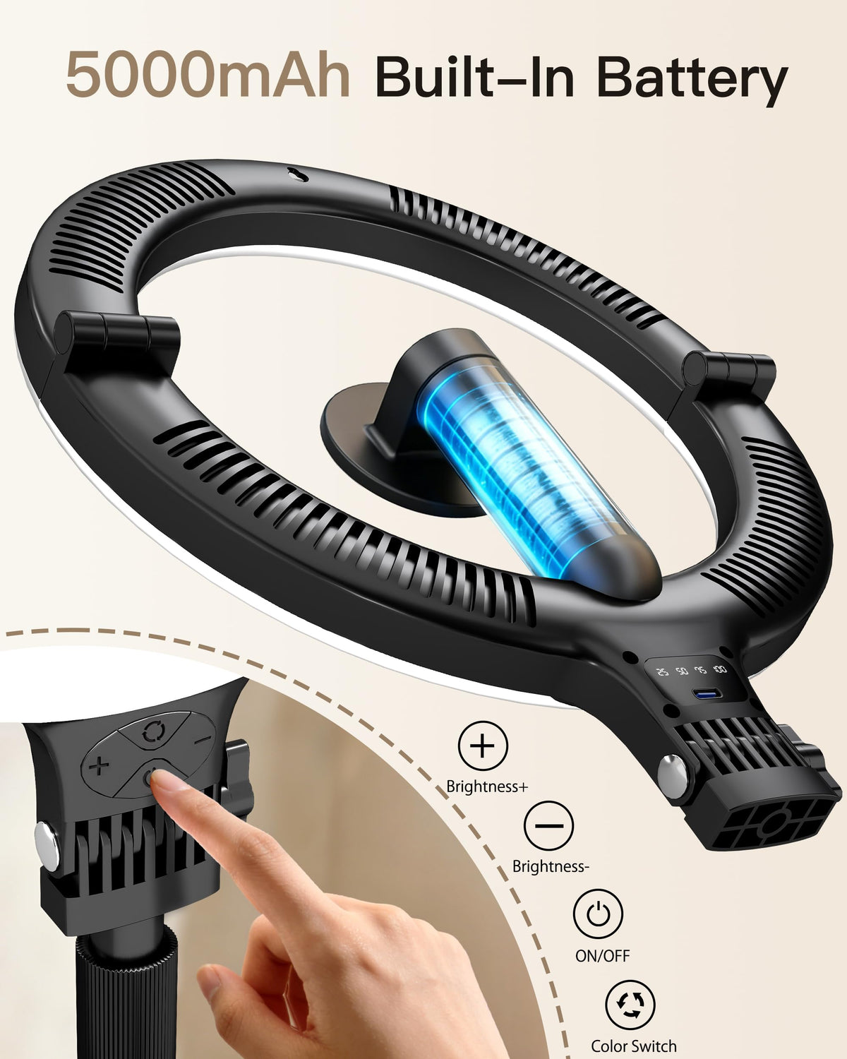 NiceVeedi 10 2 Magnetic Desk Ring Light with Stand 5000mAh - NiceVeedi Official Imagery - 6