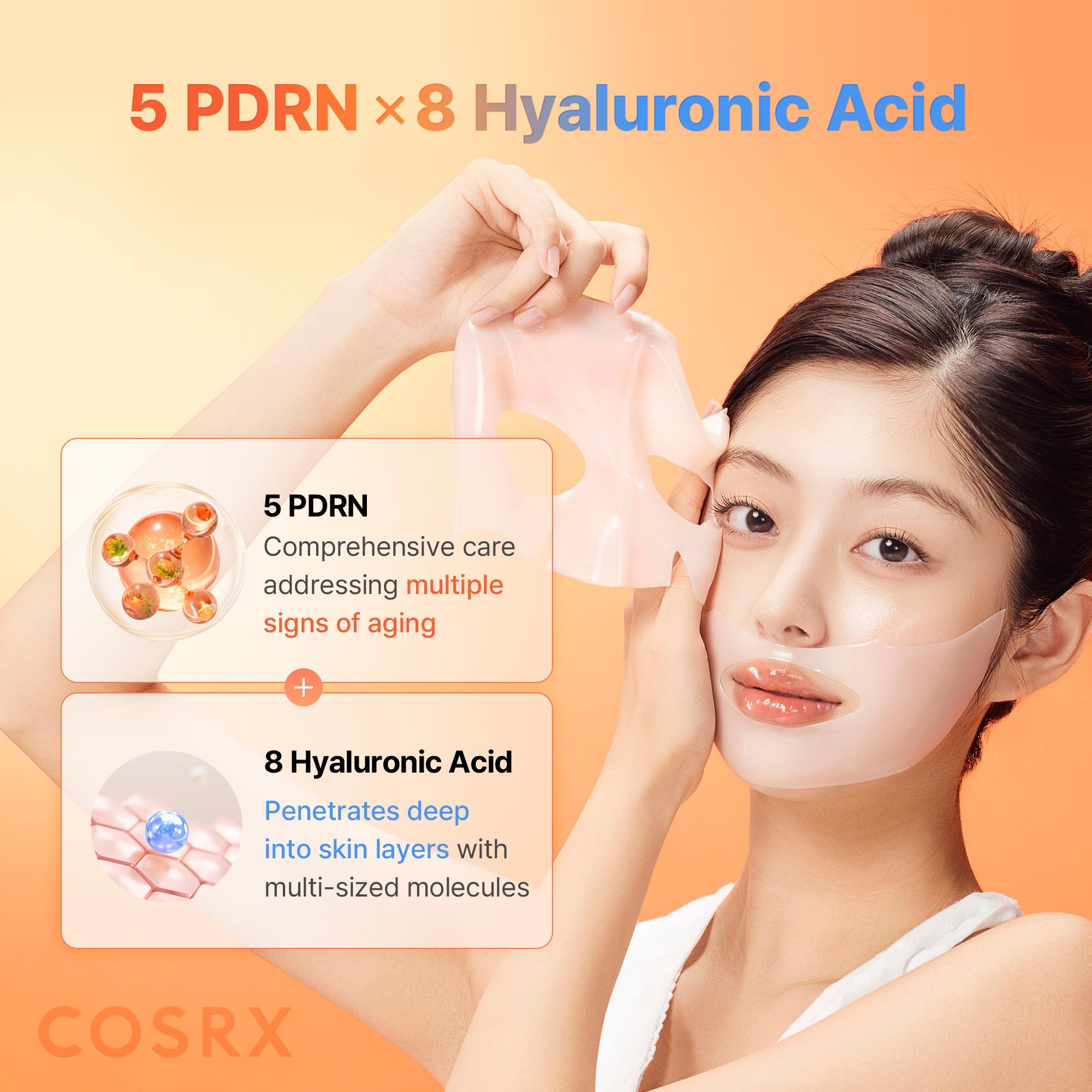COSRX 5 PDRN Hyaluronic Hydrogel Face Mask, Glass Skin Glow, 34g - COSRX