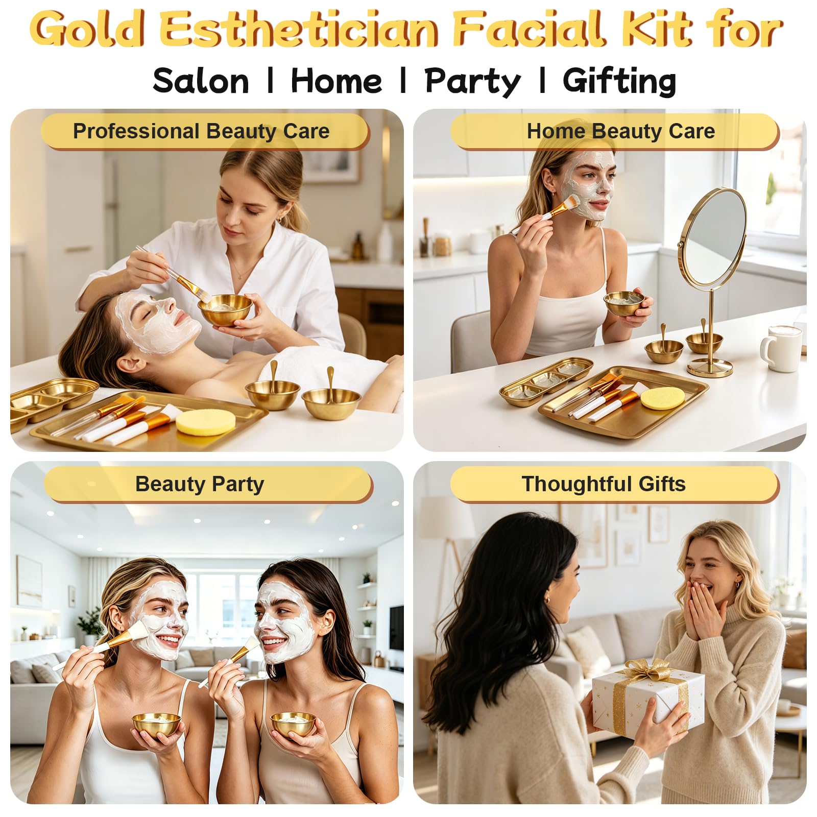 26 Pcs Gold Esthetician Supplies Set with Large Skincare Tray to - Beauty Star