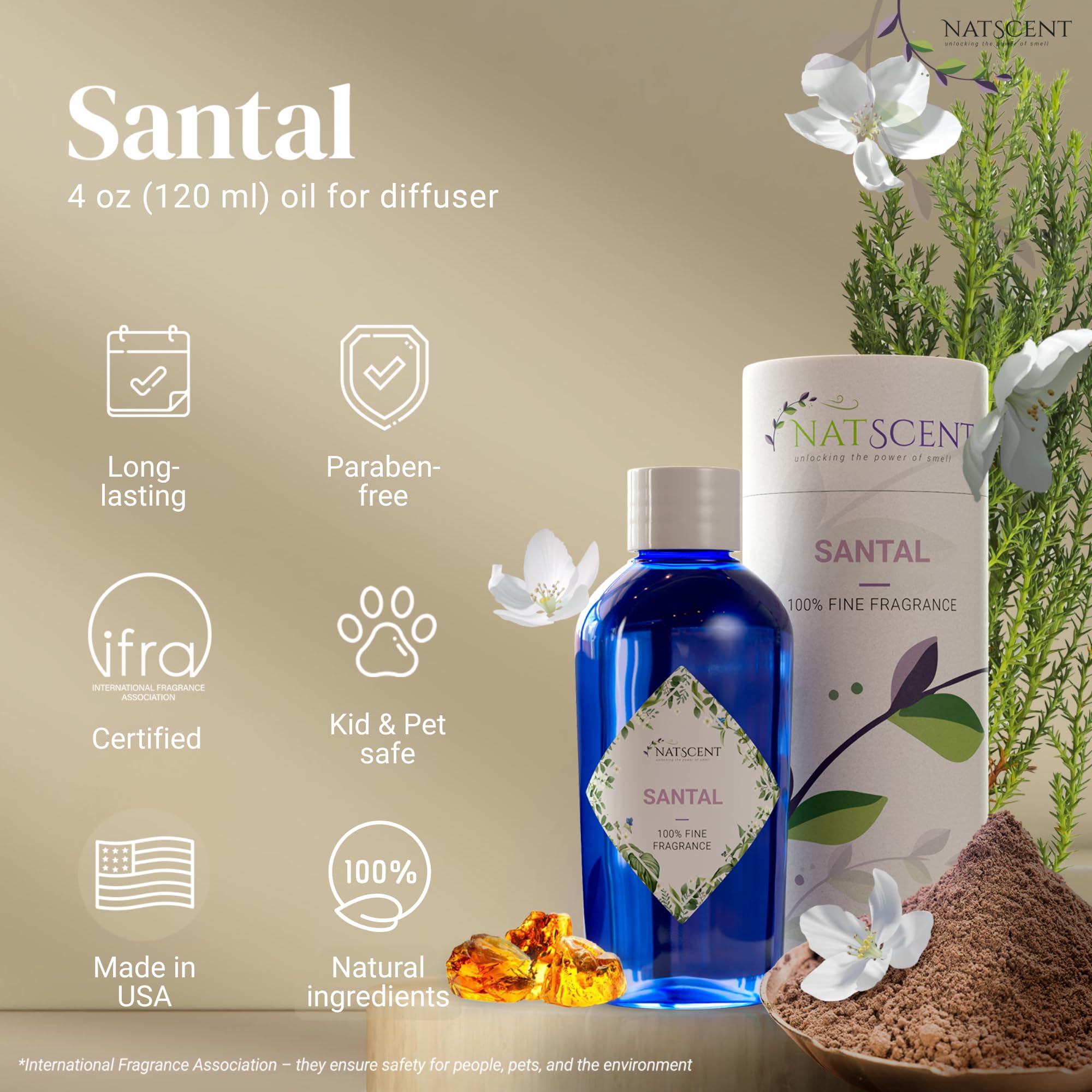 Natscent Santal Diffuser Oil 4oz – IFRA Certified