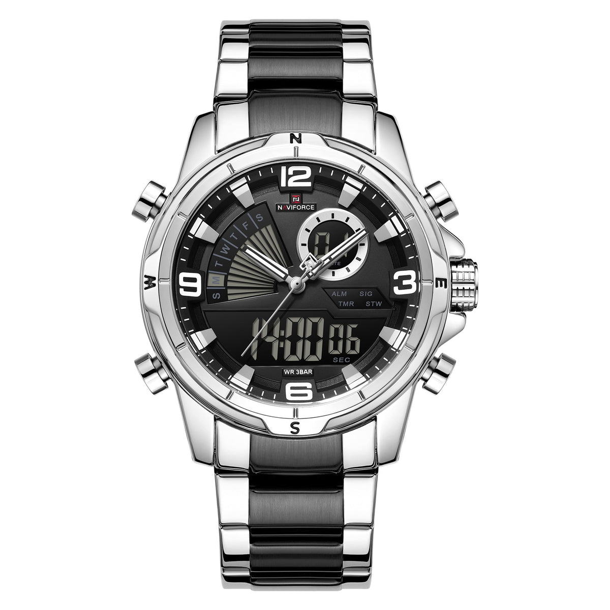 NAVIFORCE Luxury Stainless Steel Analog Digital Watches for - NAVIFORCE Official Imagery - 1