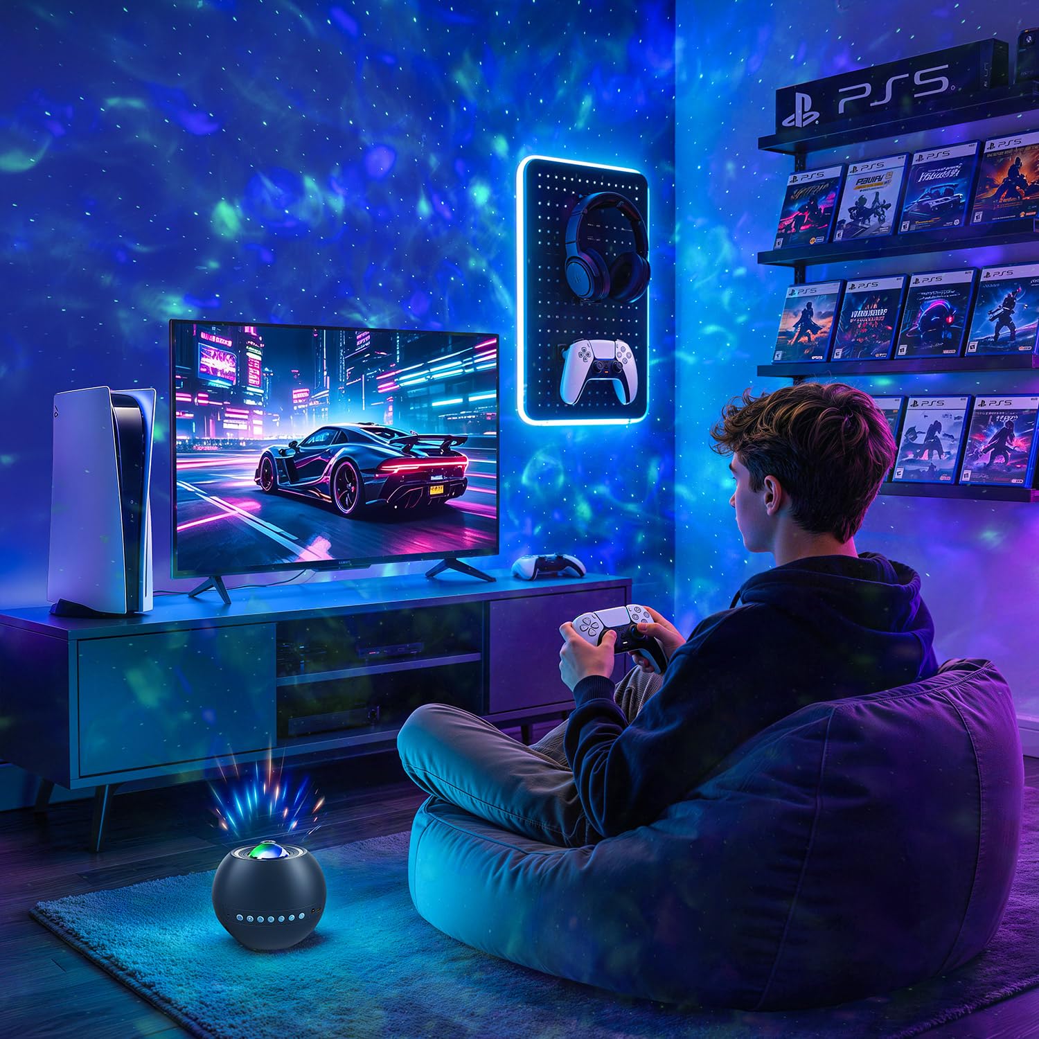One Fire 360 Game Lights Galaxy Projector Gaming Accessories Gaming Ro - View 3