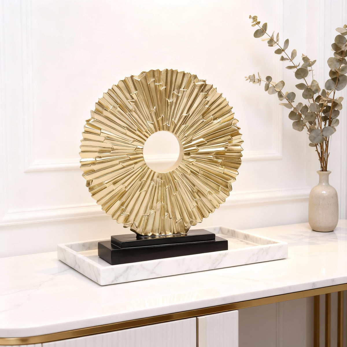 Gold Home Decor Sculpture Unique Round line Statue Modern - DOVDOV Official Imagery - 3